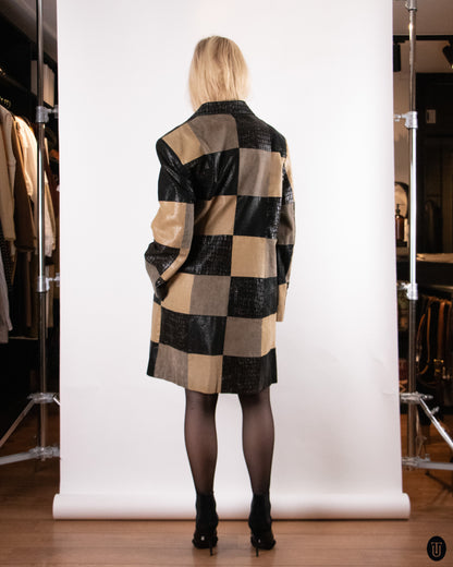 90's Patchwork Leather Jacket M