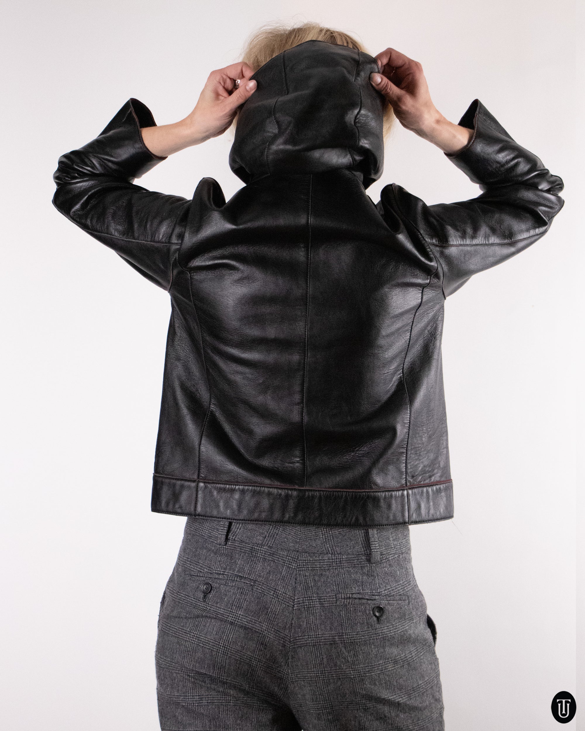 00's Levi's Hooded Leather Jacket M