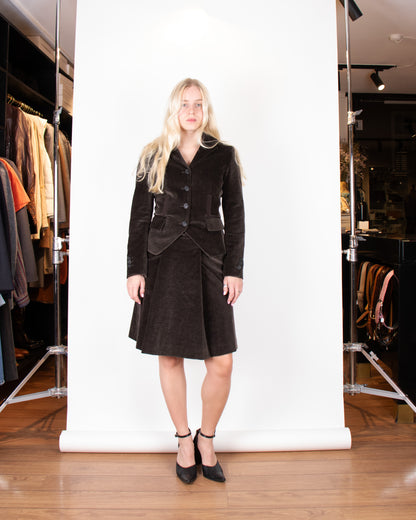 F/W 2006 Celine Brown Velvet Skirt Suit XS