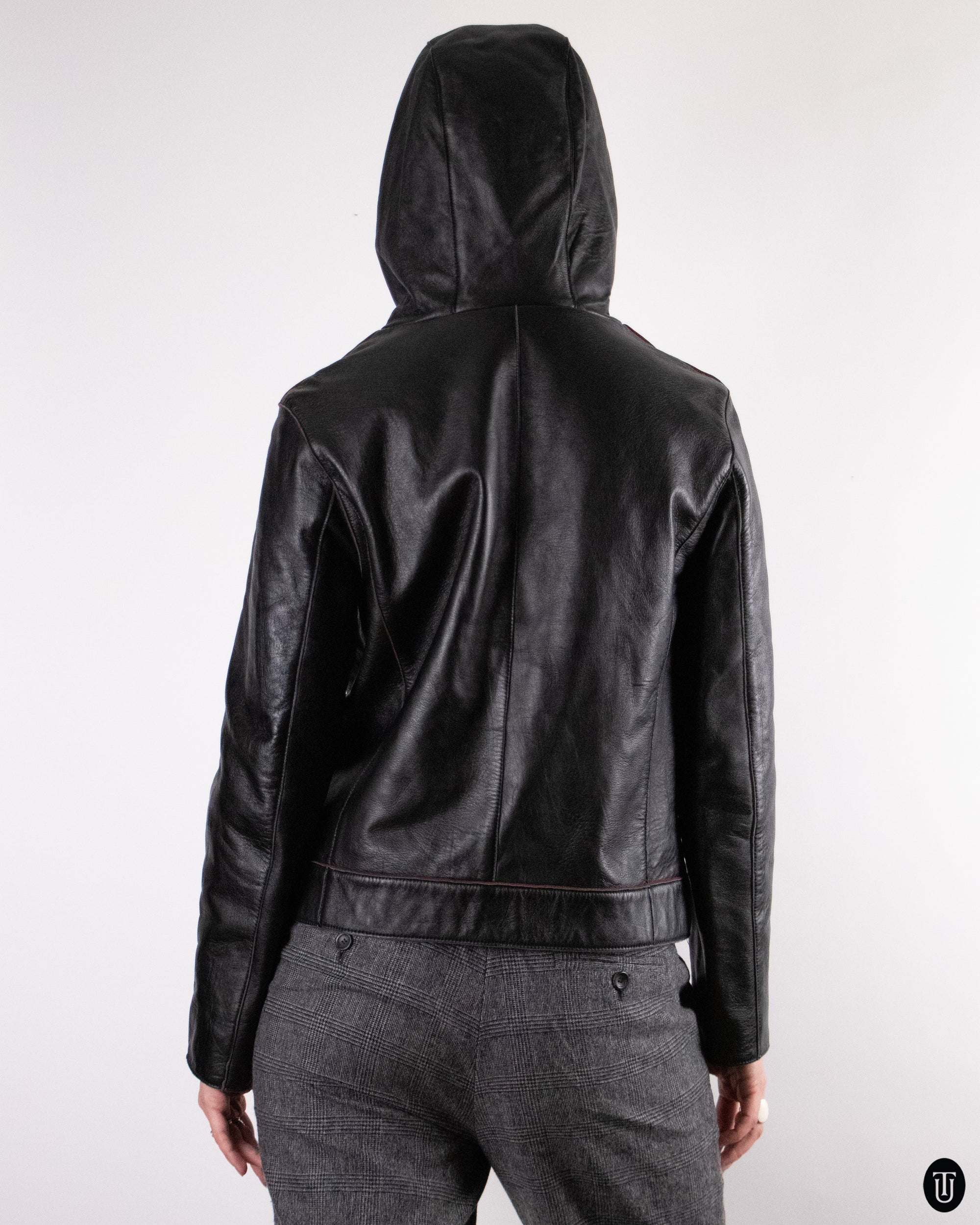 00's Levi's Hooded Leather Jacket M