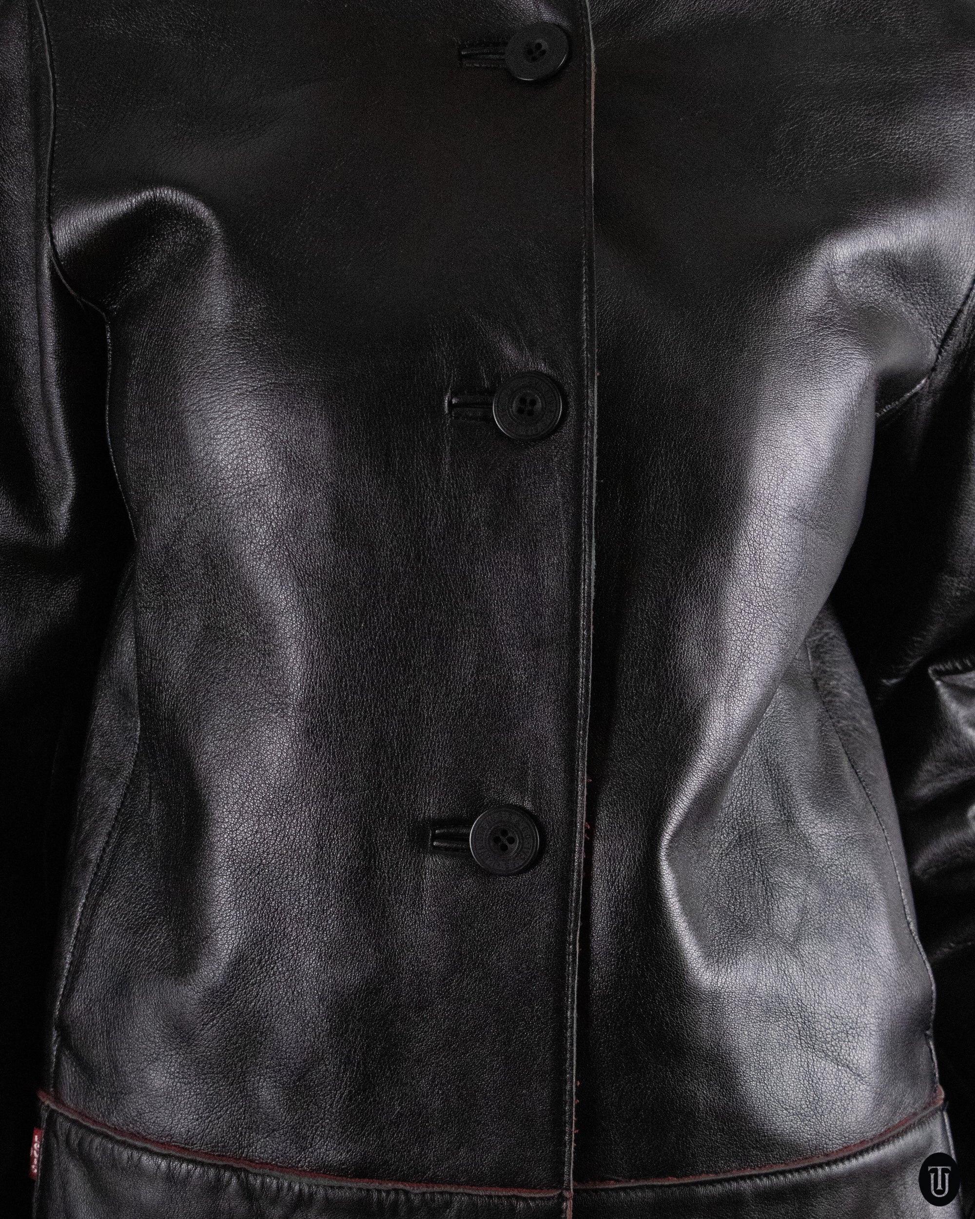 00's Levi's Hooded Leather Jacket M