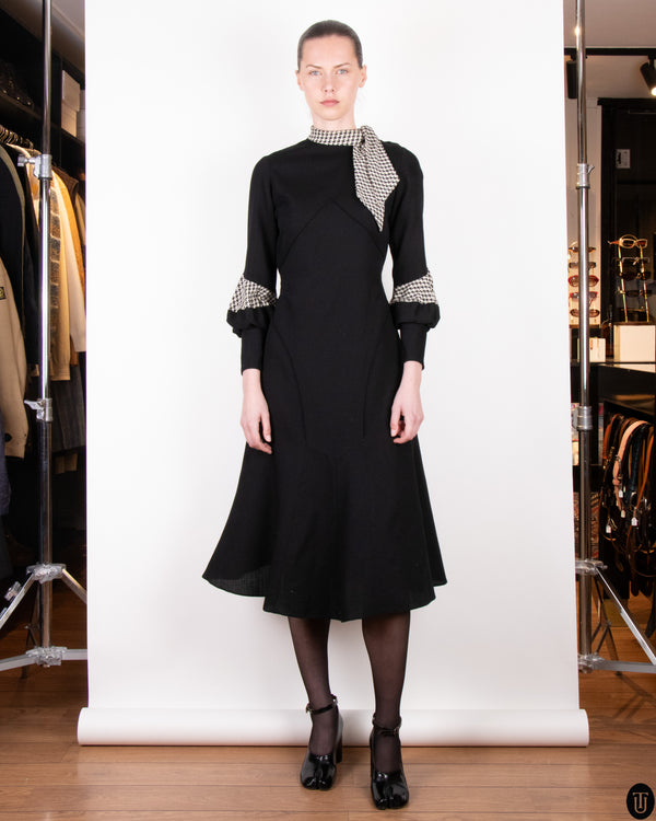 30's Fitted A-Line Wool Crepe Dress XS
