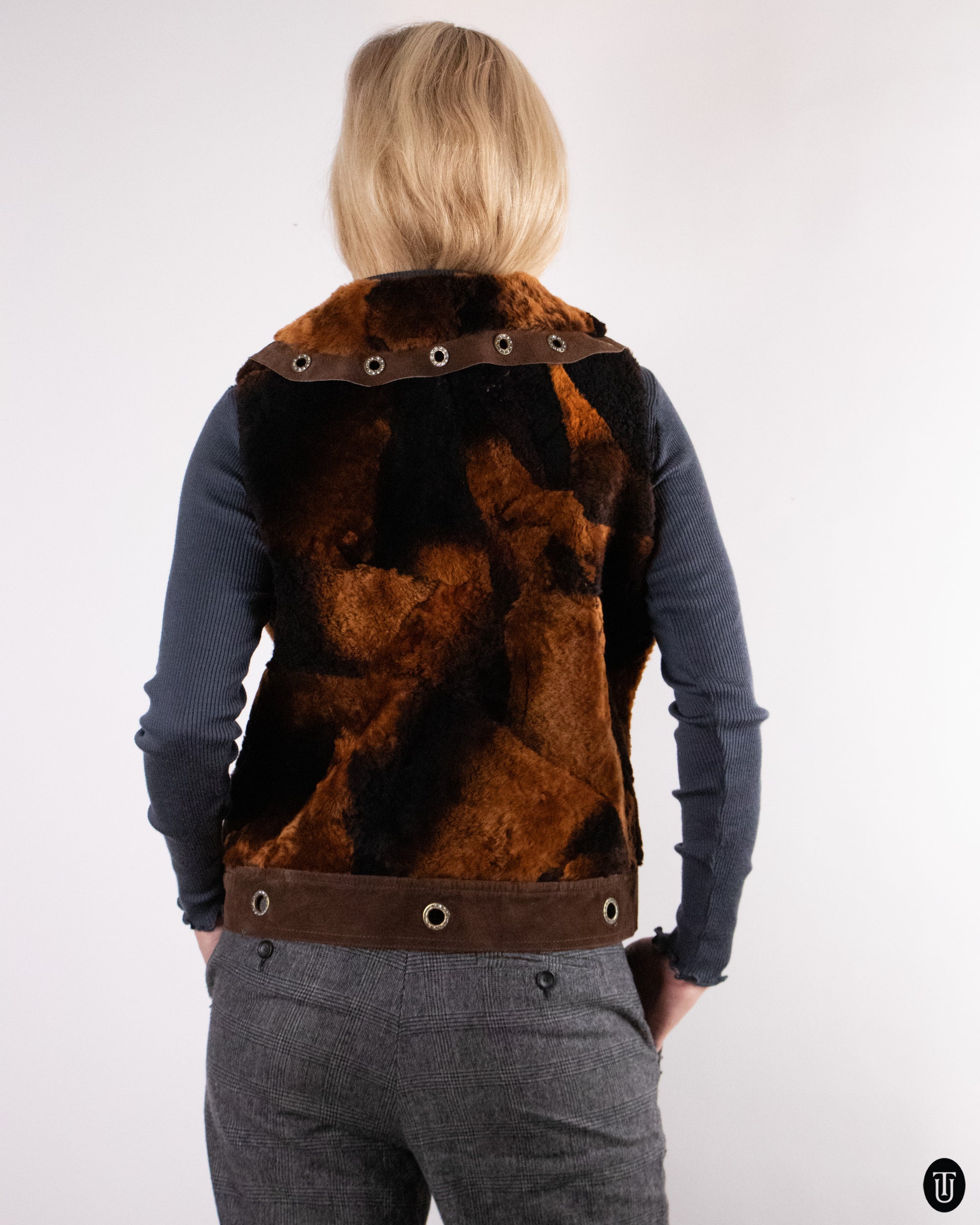 90's Shearling Studded Fur Vest S
