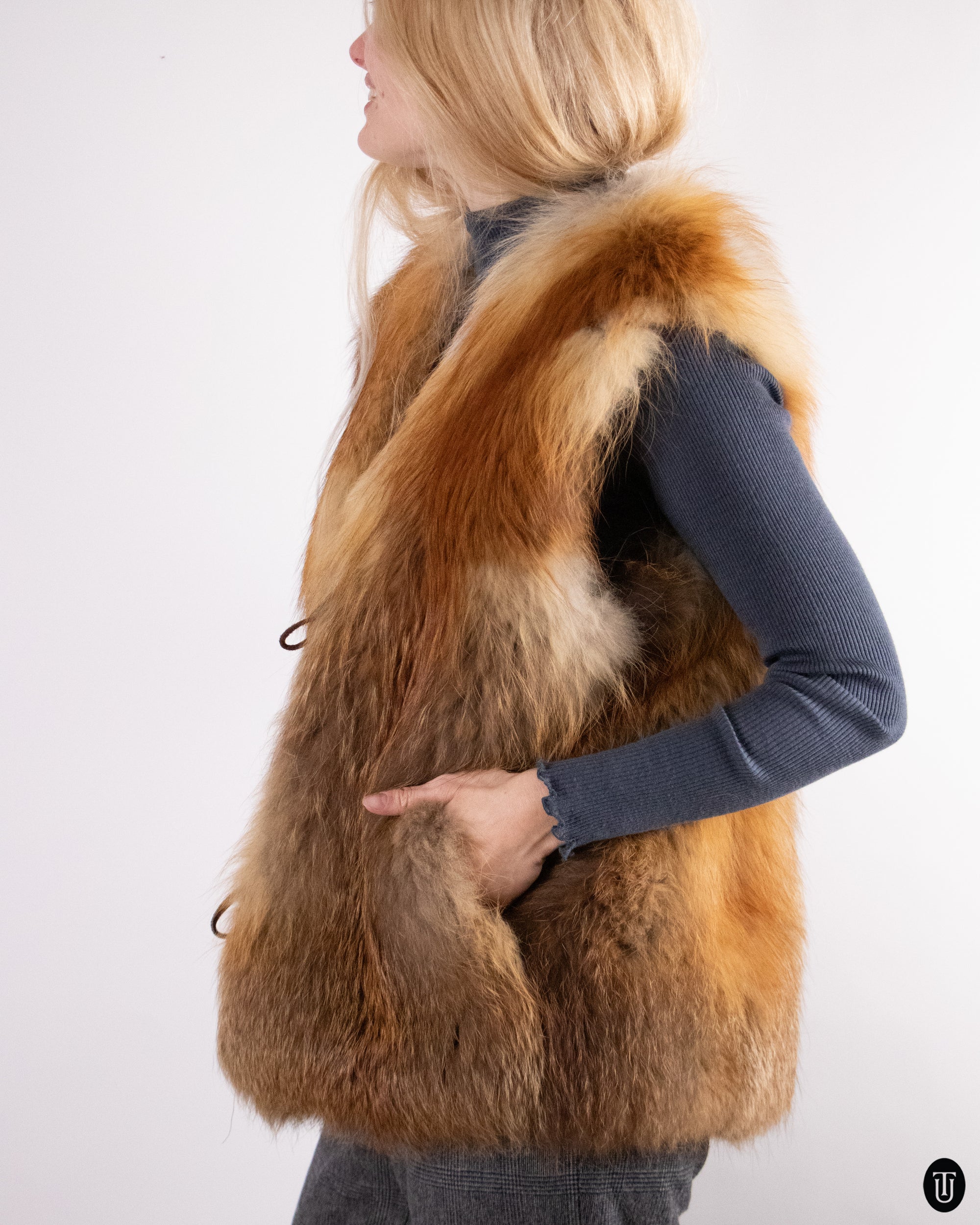 80's Fox Fur Vest M