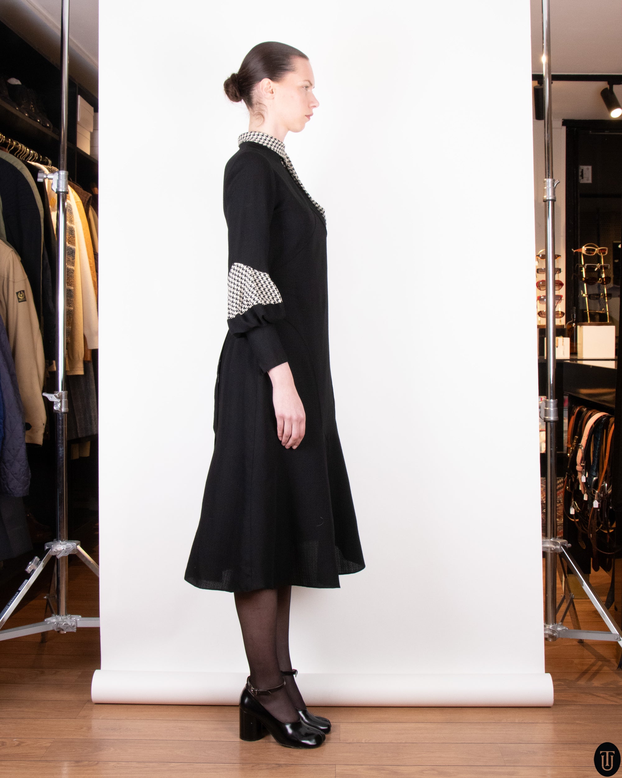 1930's Fitted A-Line Wool Crepe Dress XS