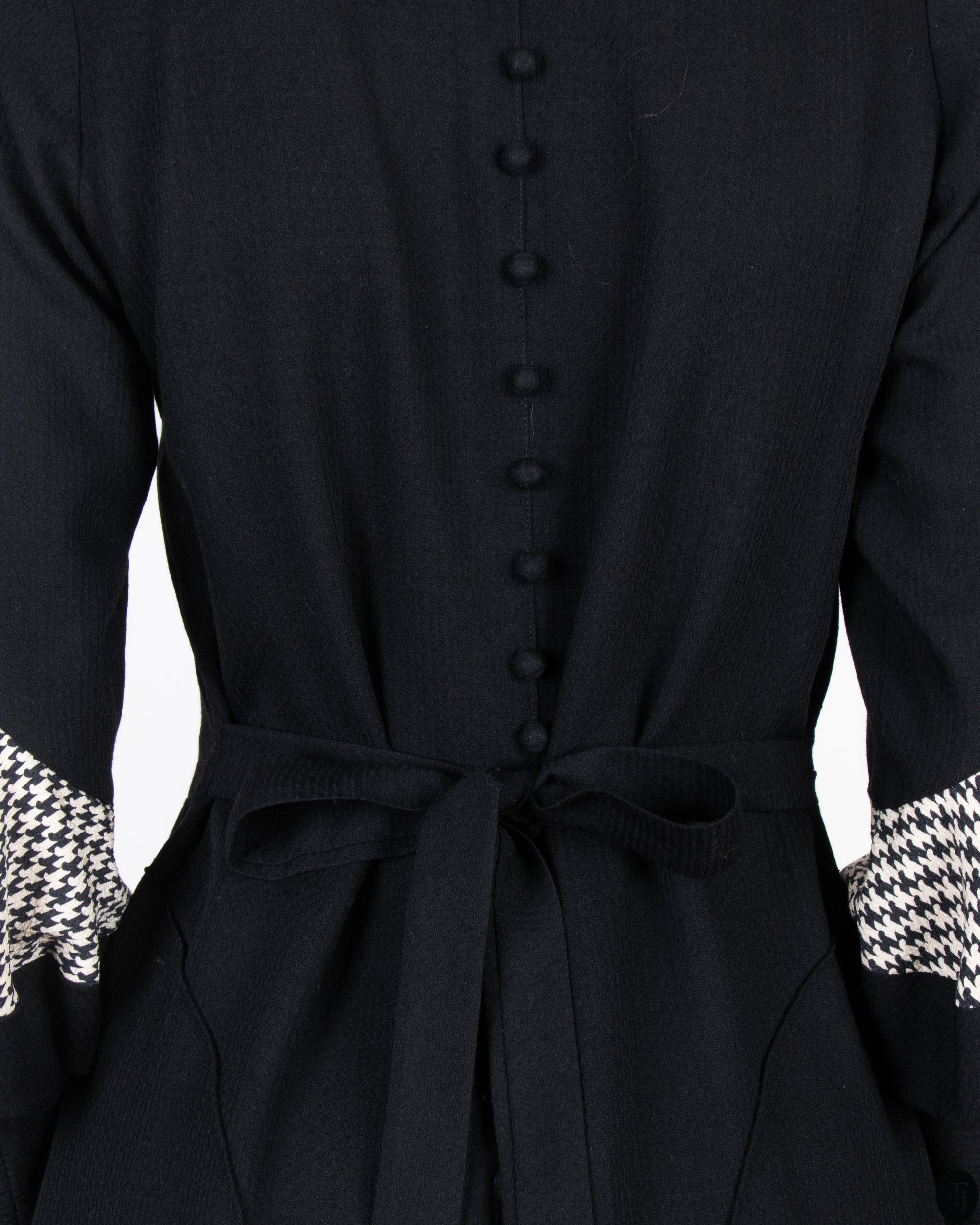 1930's Fitted A-Line Wool Crepe Dress XS