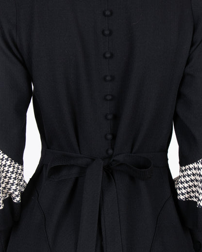 30's Fitted A-Line Wool Crepe Dress XS