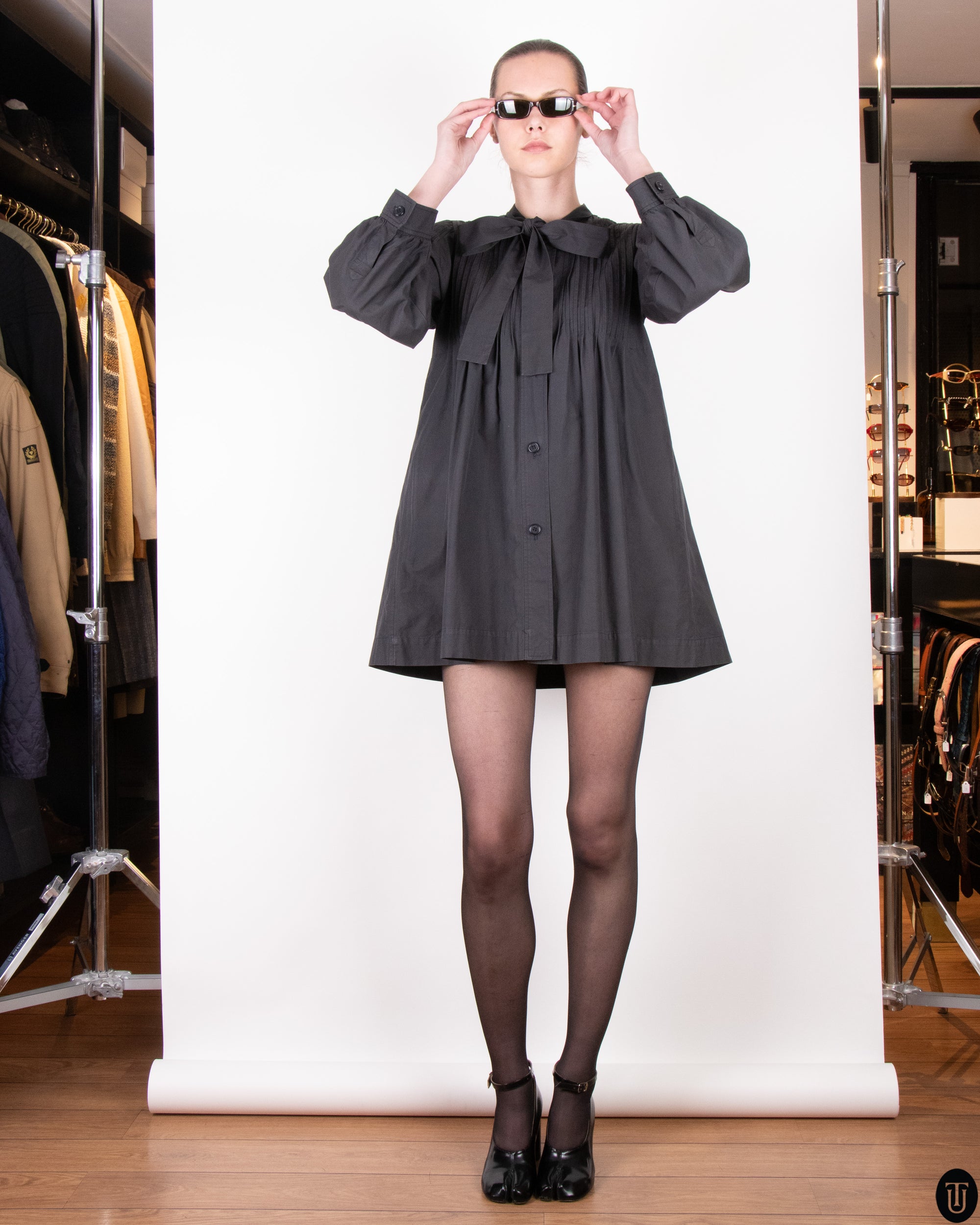 70's Saint Laurent Structured Babydoll Dress M