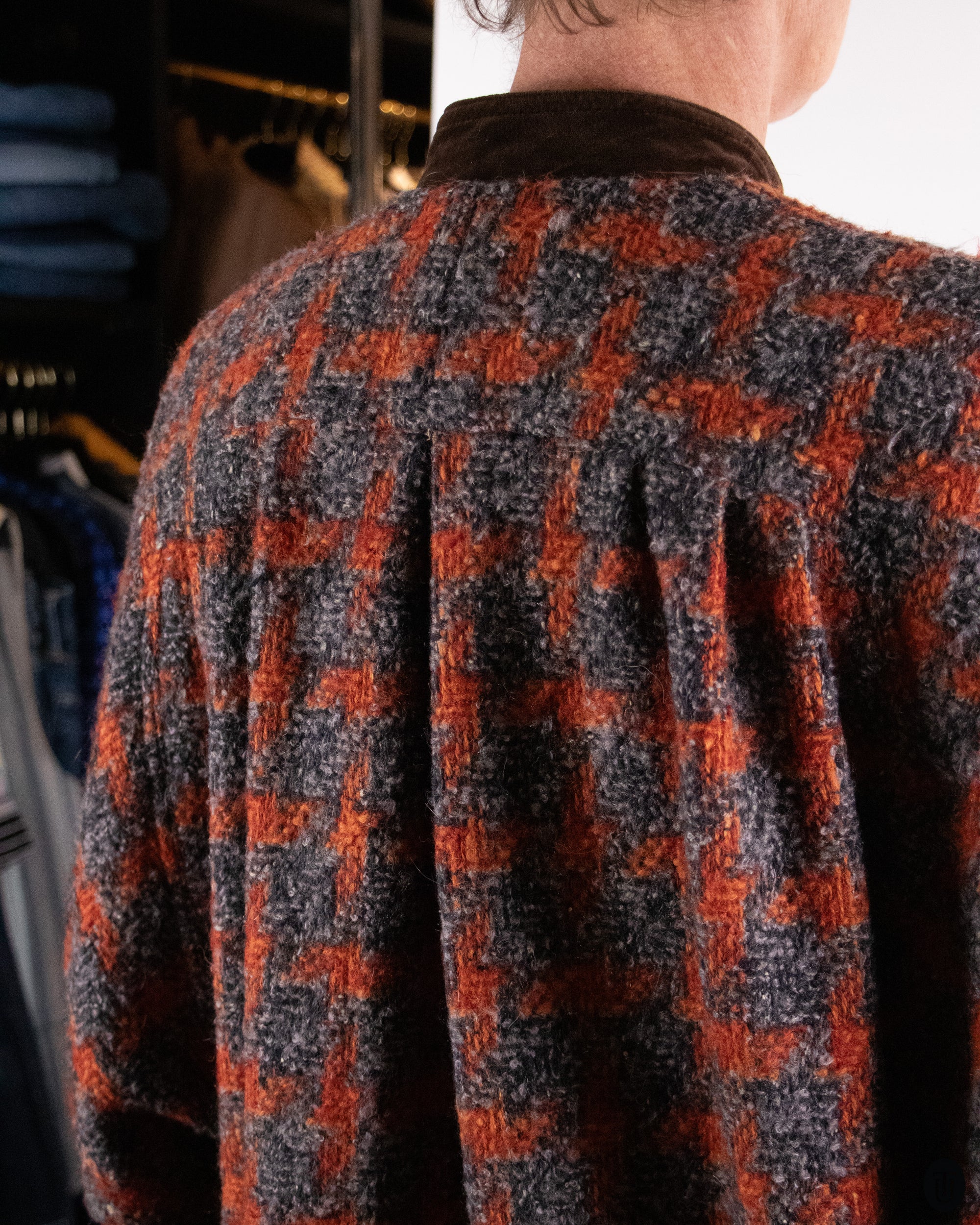 80's Valentino Checked Wool and Mohair Coat M