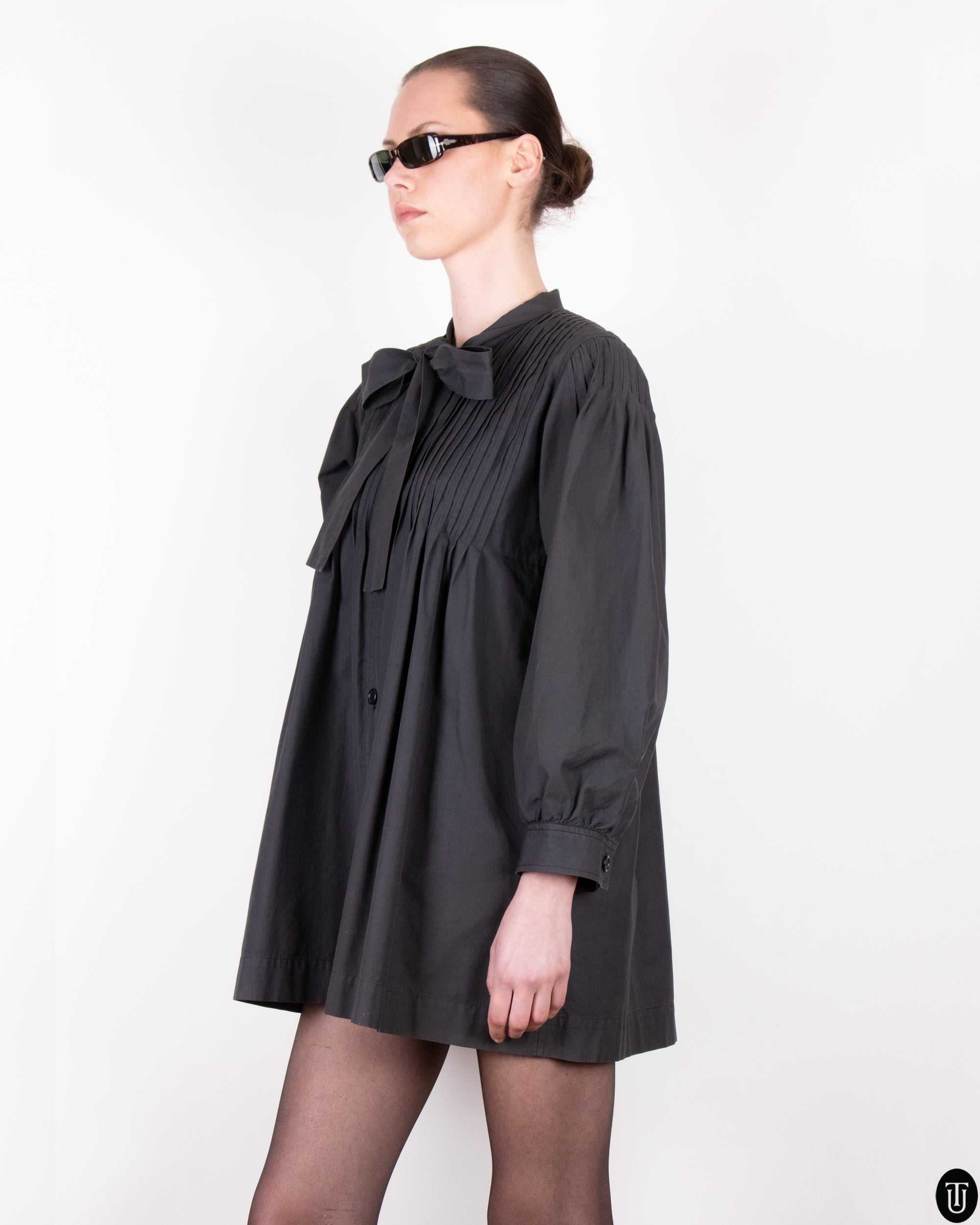70's Saint Laurent Structured Babydoll Dress M