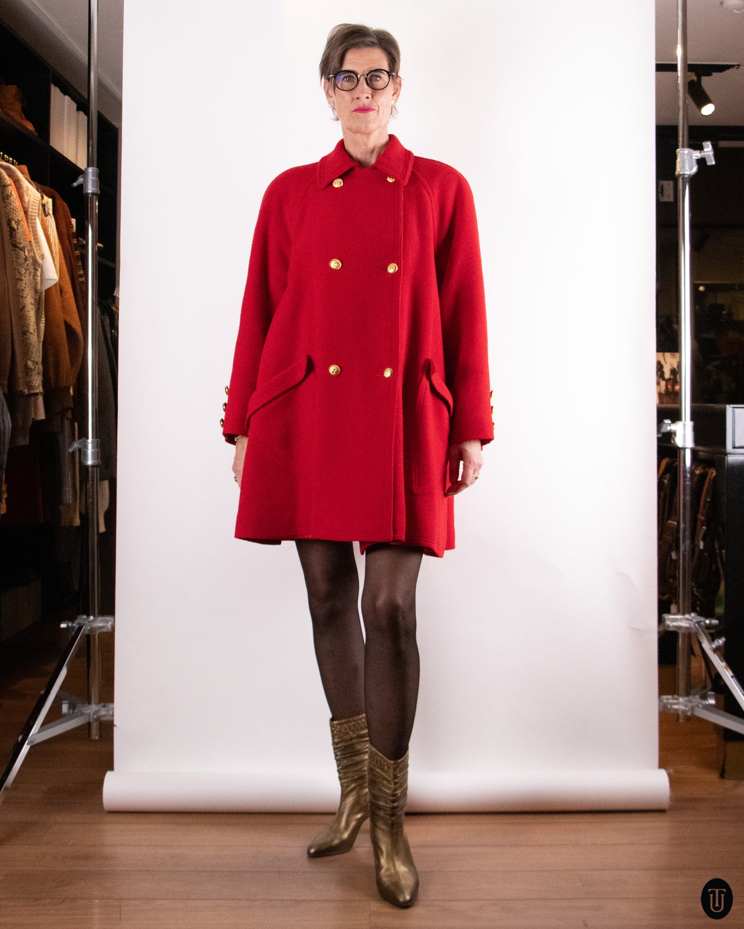 90's Versace Red Wool Coat M