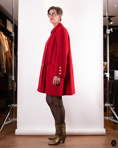 90's Versace Red Wool Coat M