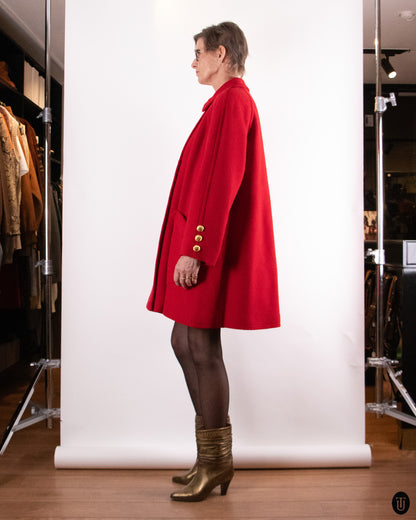 90's Versace Red Wool Coat M
