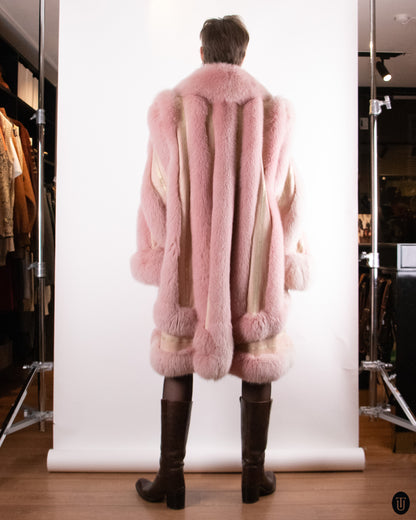 70's Pink Mink Fur & Leather Jacket L