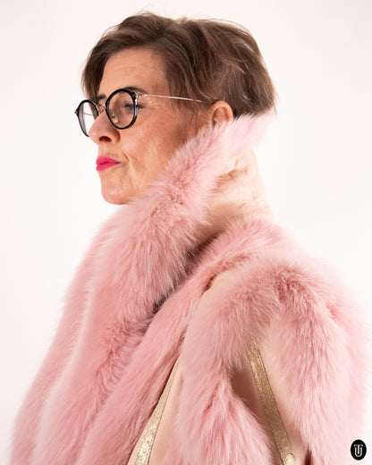 70's Pink Mink Fur & Leather Jacket L