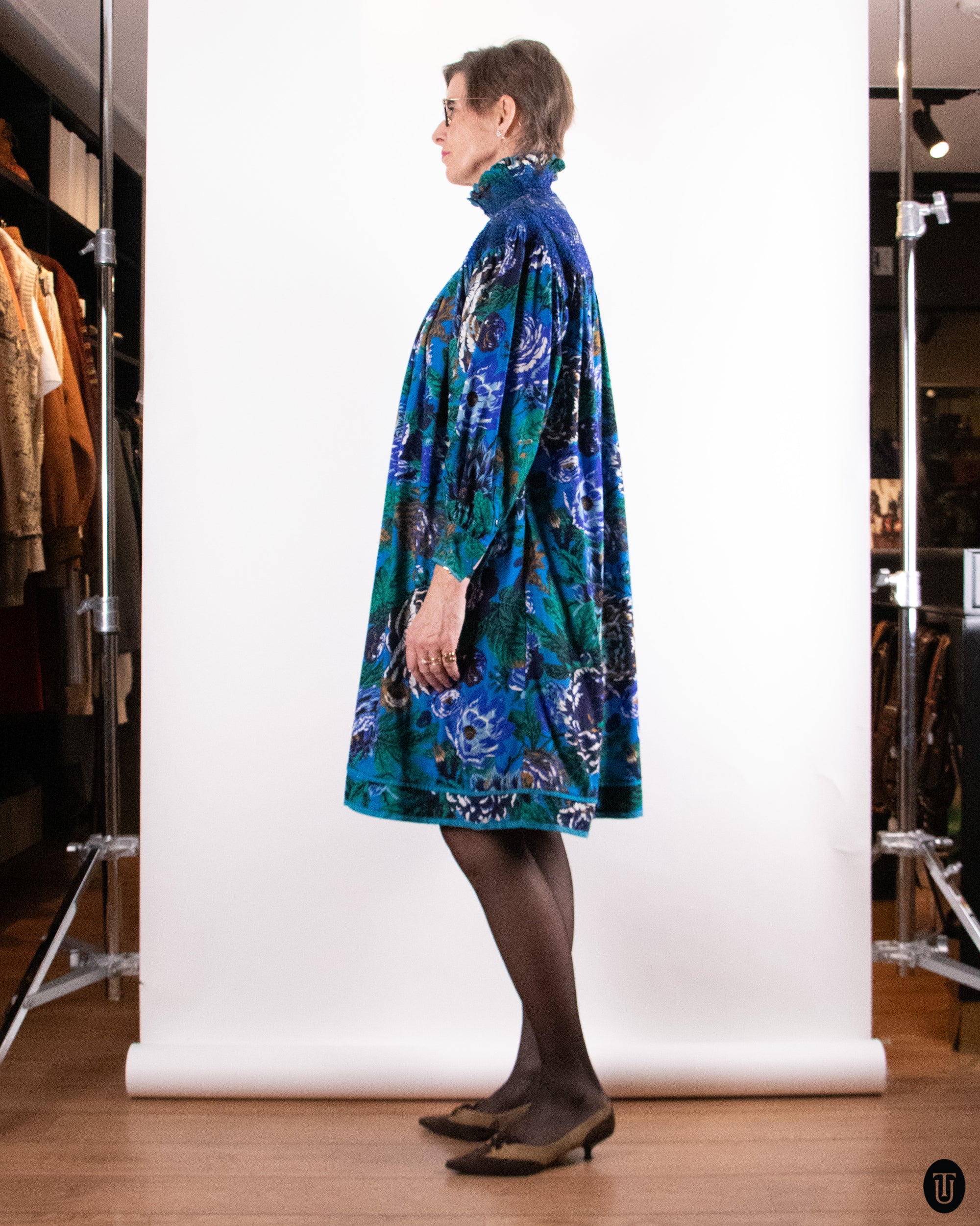 80's Kenzo Wool Floral Cotton Dress S