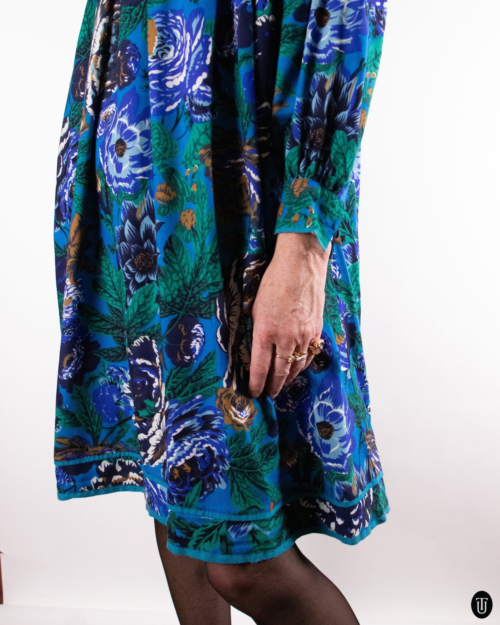 80's Kenzo Wool Floral Cotton Dress S