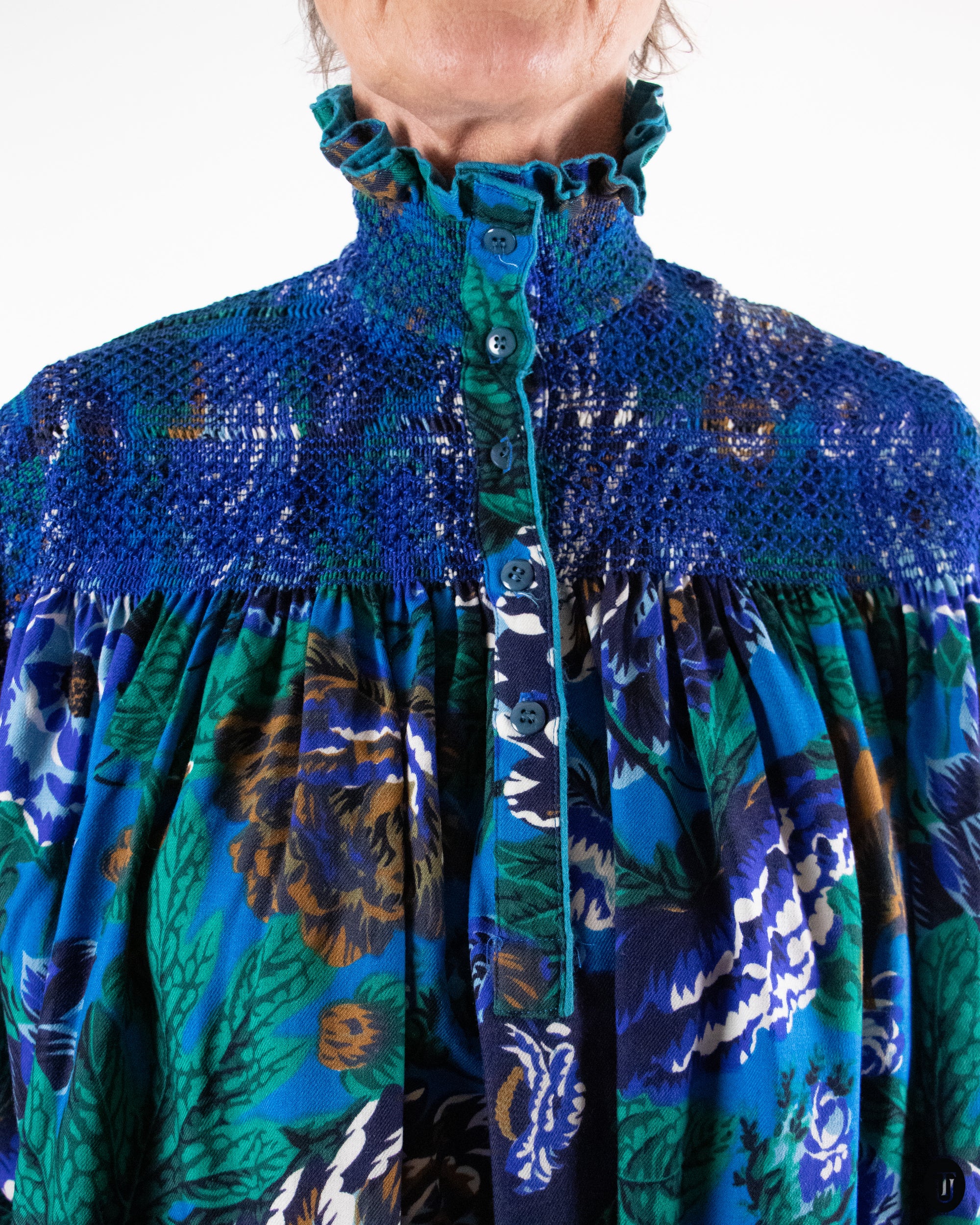 80's Kenzo Wool Floral Cotton Dress S