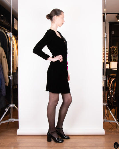 80's Oscar De La Renta Velvet Bow Dress M