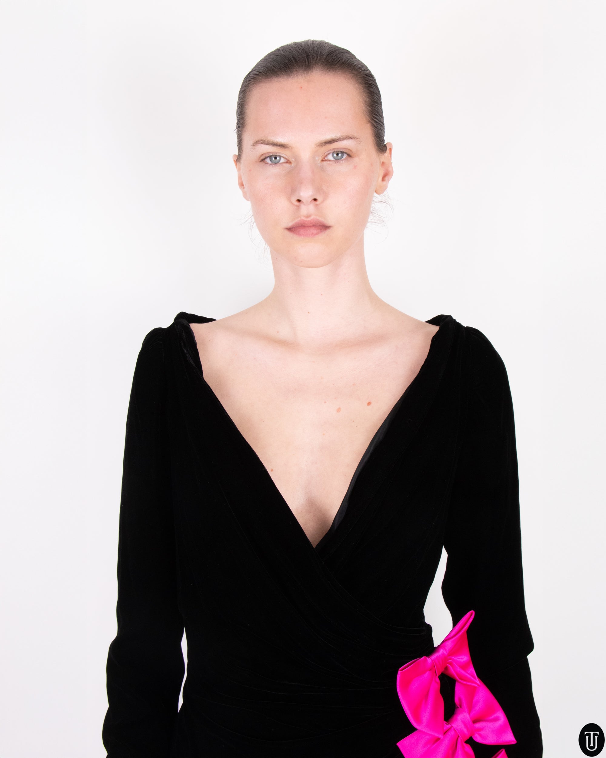 80's Oscar De La Renta Velvet Bow Dress M