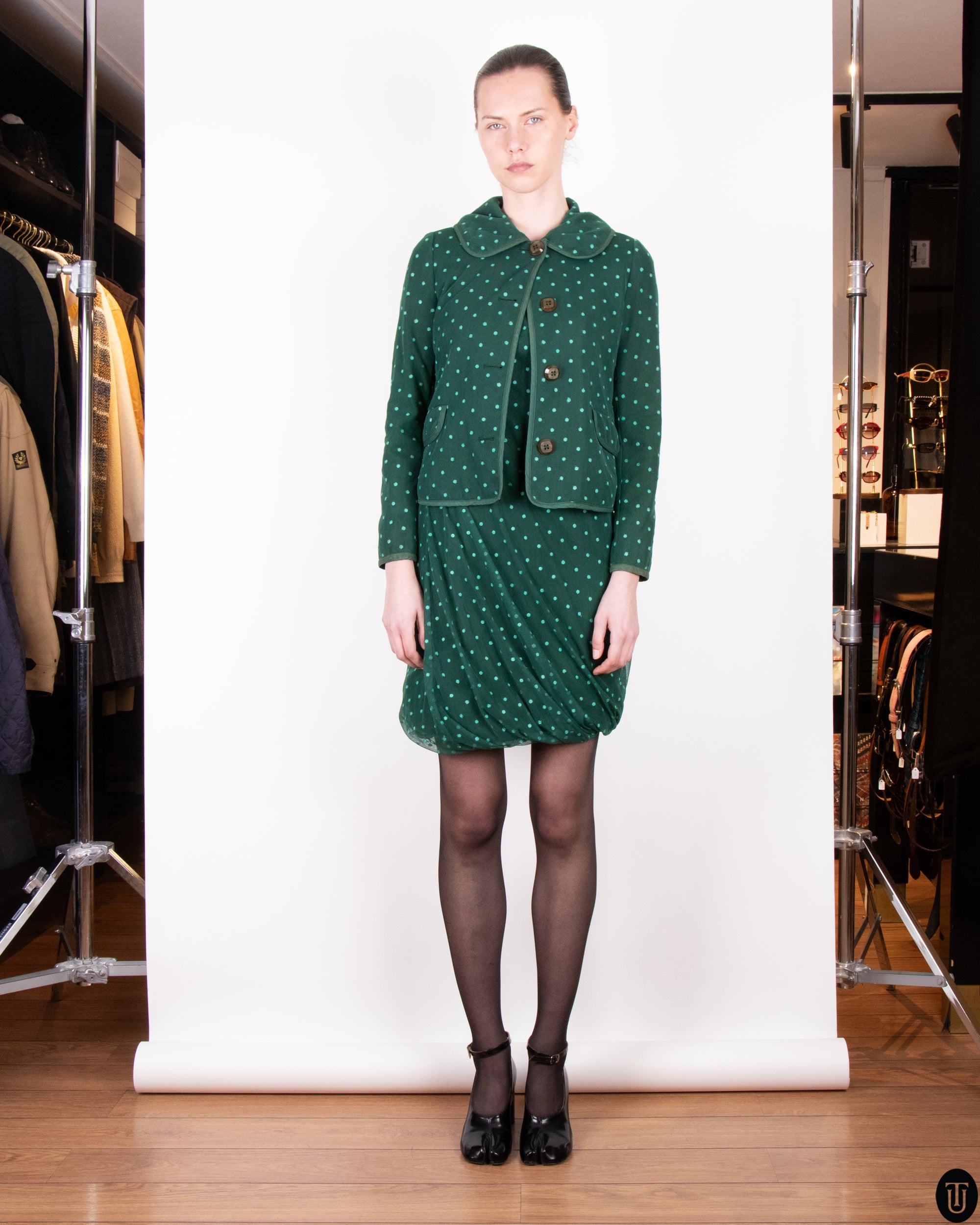 1990's Moschino Polka Dot Dress Suit M