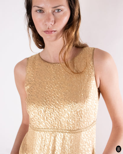 90's Chanel Sleeveless Gold Dress M