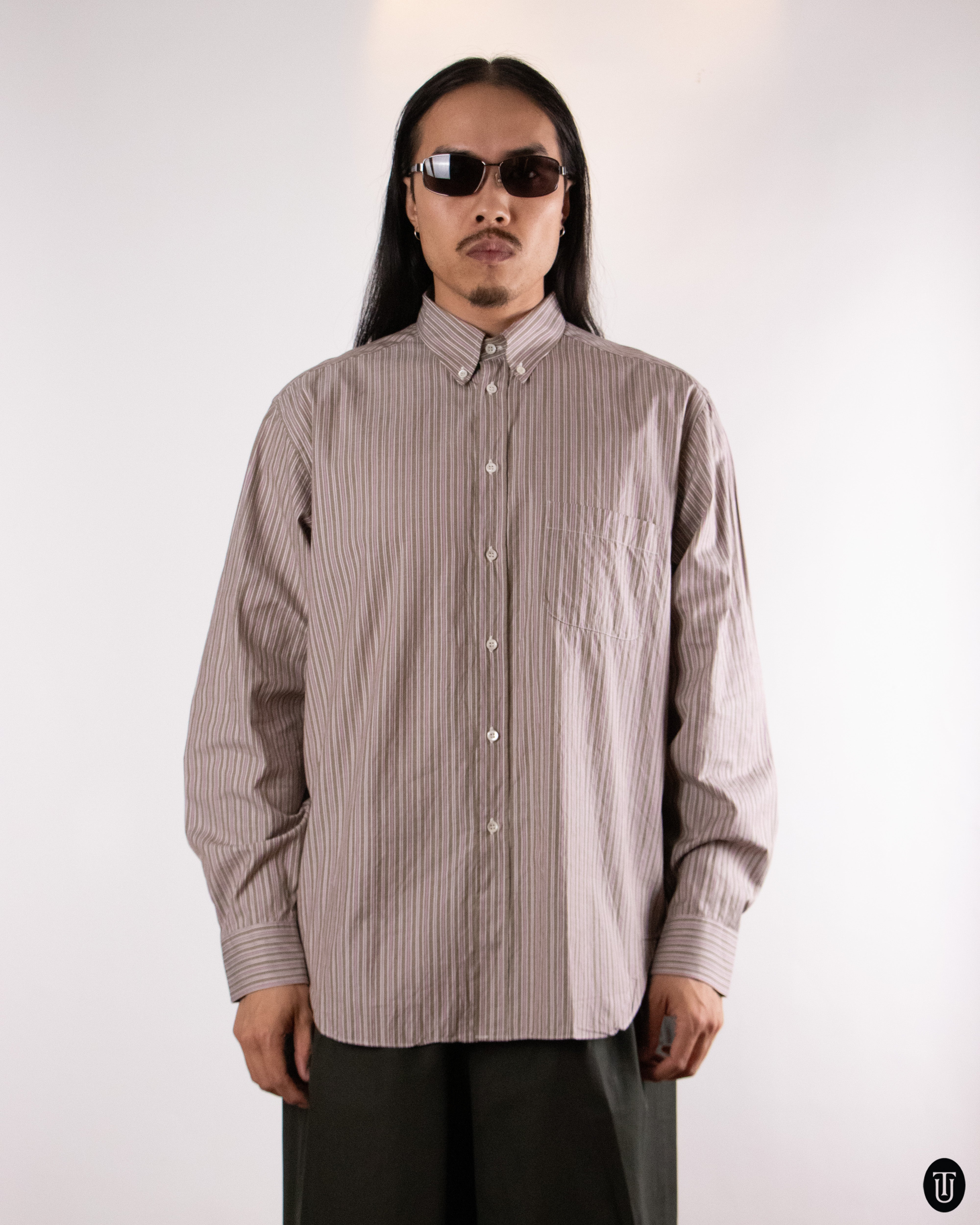 90's Giorgio Armani Striped Cotton Shirt M – Time's Up Vintage