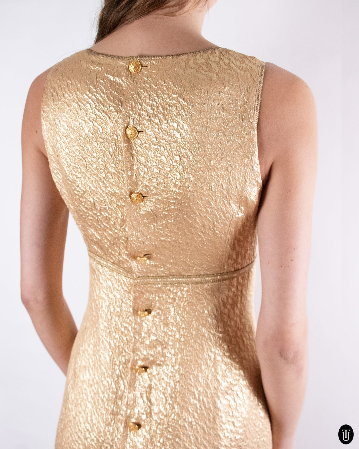 90's Chanel Sleeveless Gold Dress M