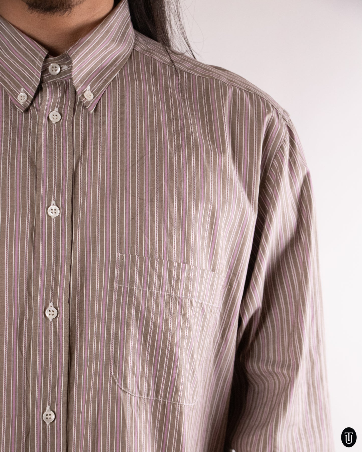 90's Giorgio Armani Striped Cotton Shirt M