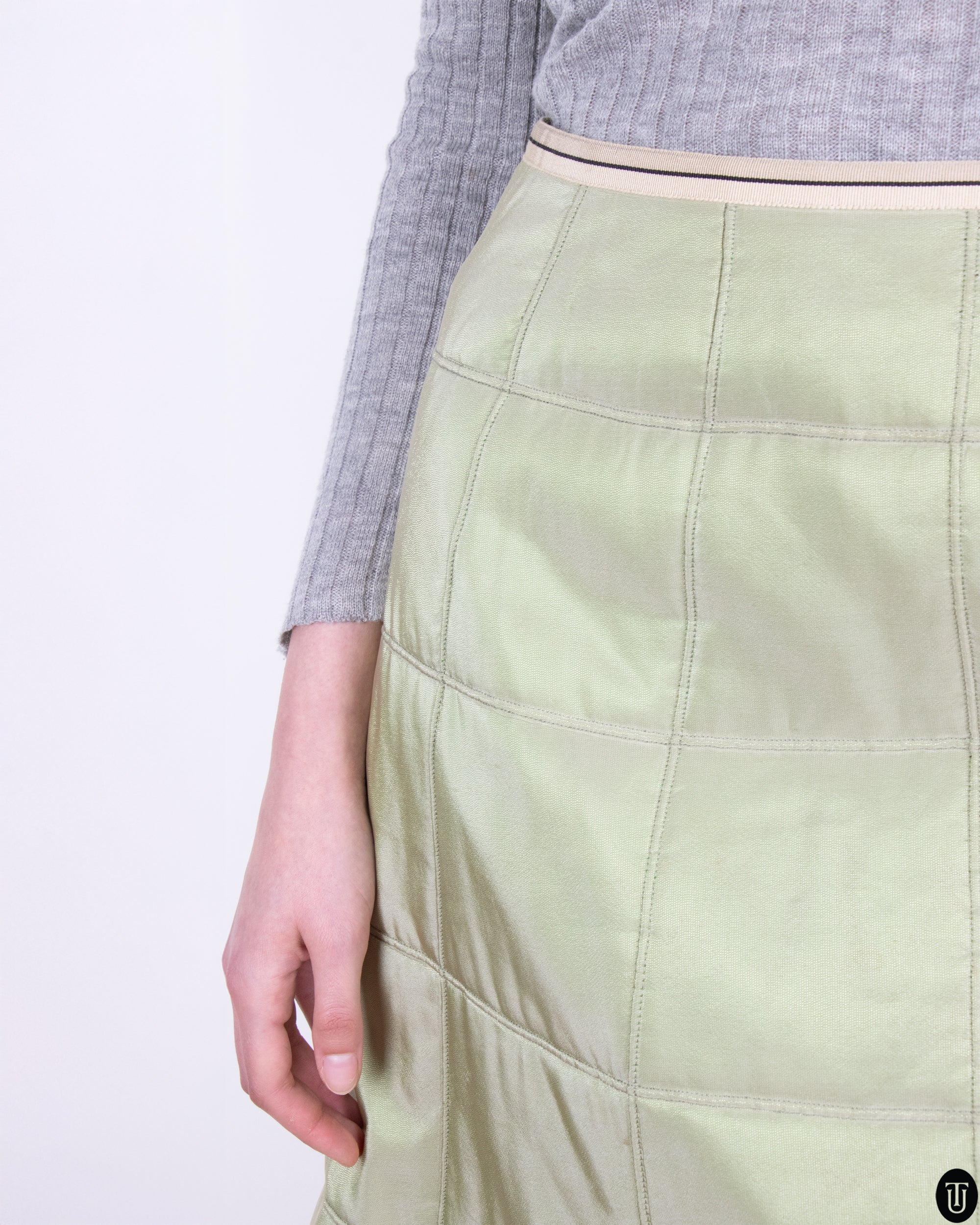 00s Chanel Quilted Irridescent Skirt S