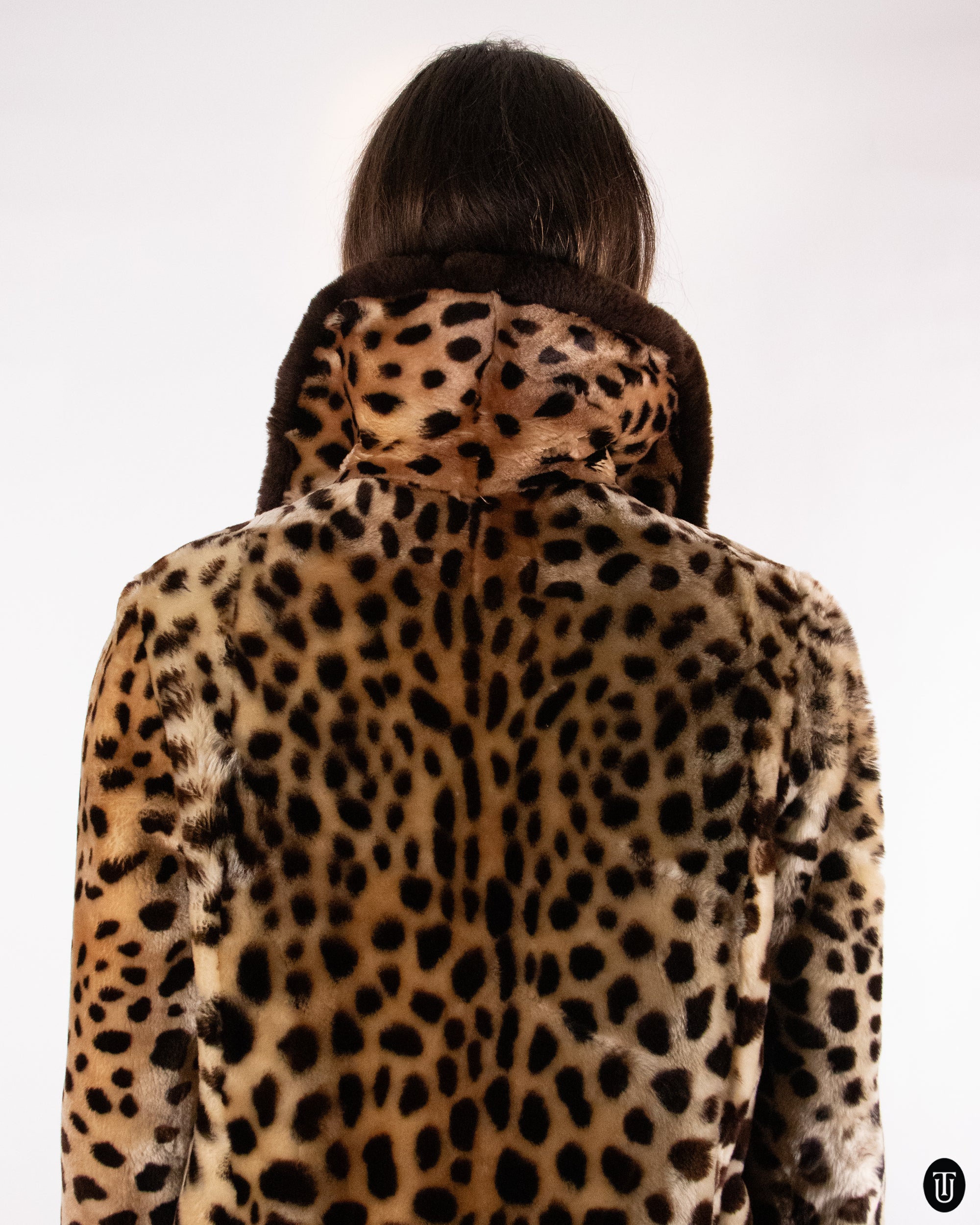 60's Printed Shearling Coat M