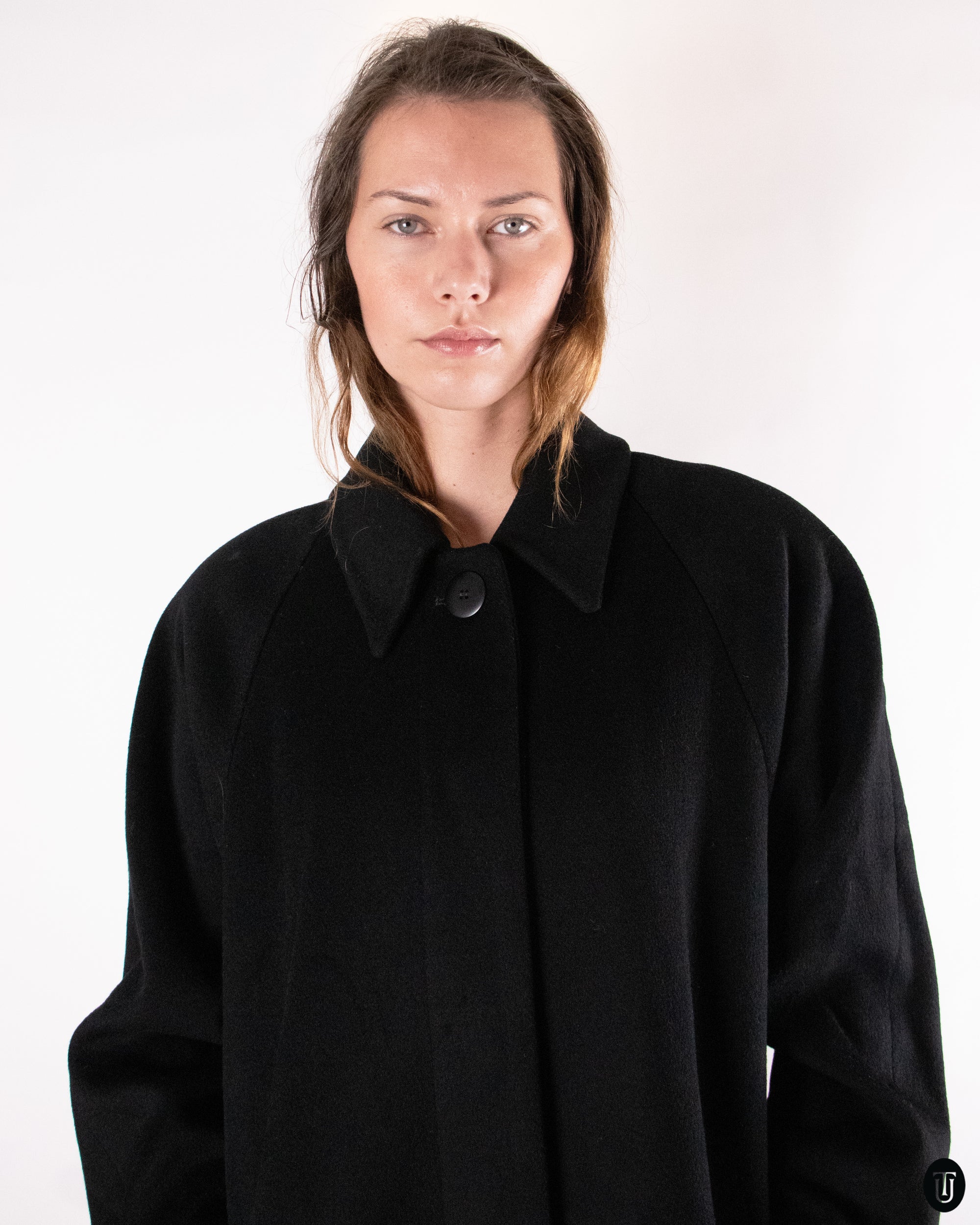 80's Christian Dior Black Wool and Cashmere Coat M