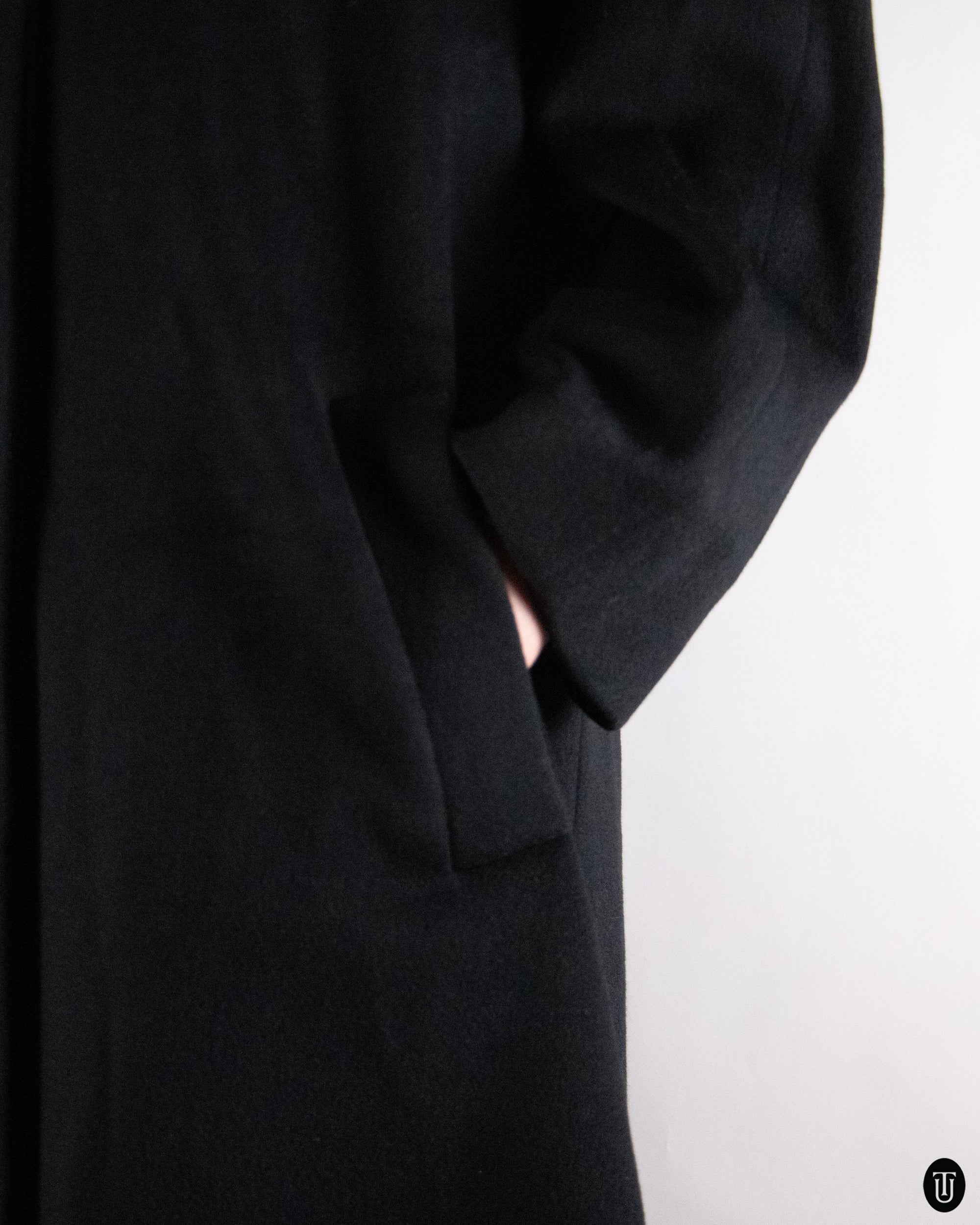 80's Christian Dior Black Wool and Cashmere Coat M
