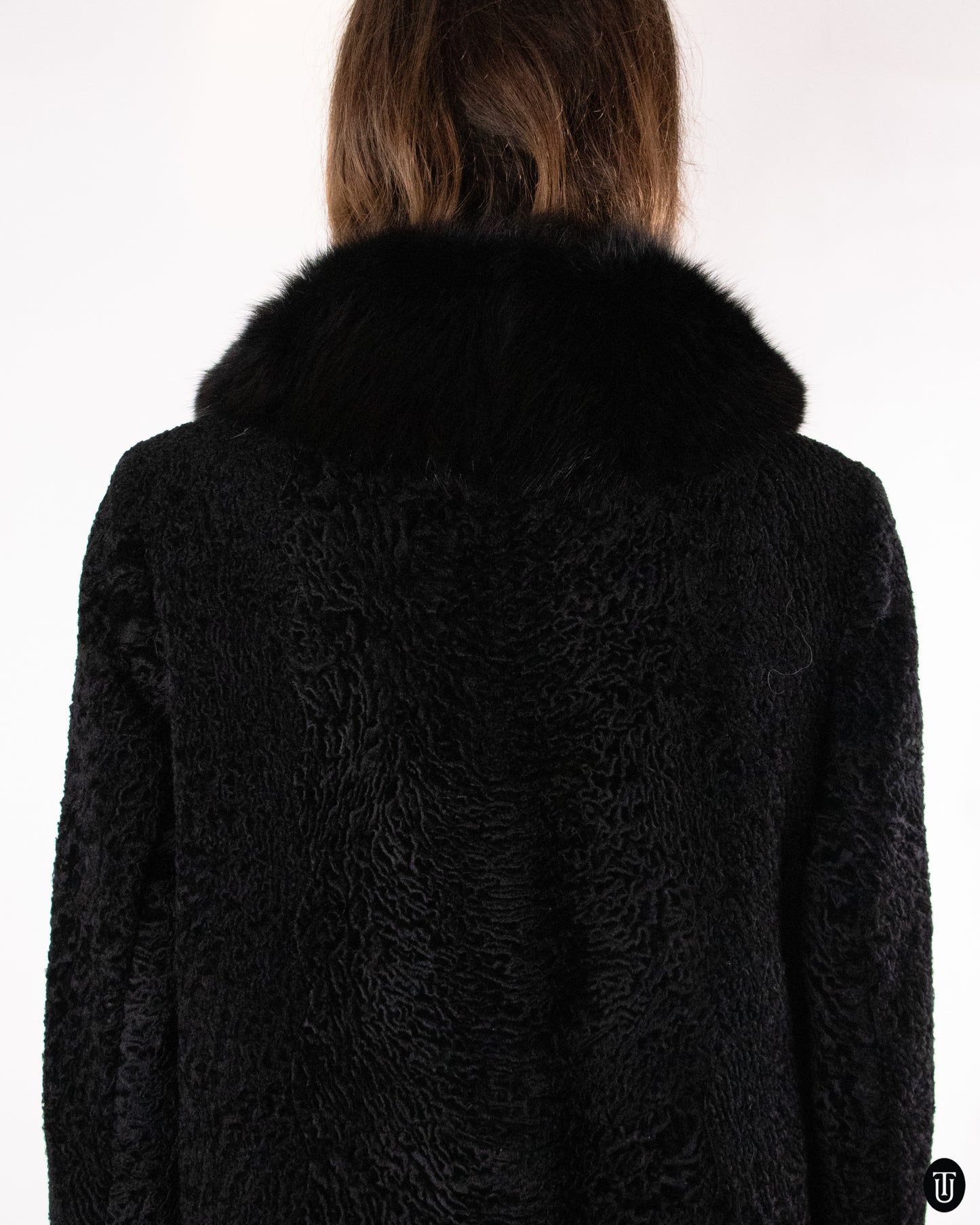 60's Christian Dior Black Broadtail and Mink Fur Coat M