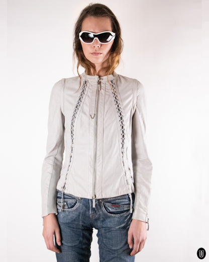 00's Gray Gucci Leather Jacket M