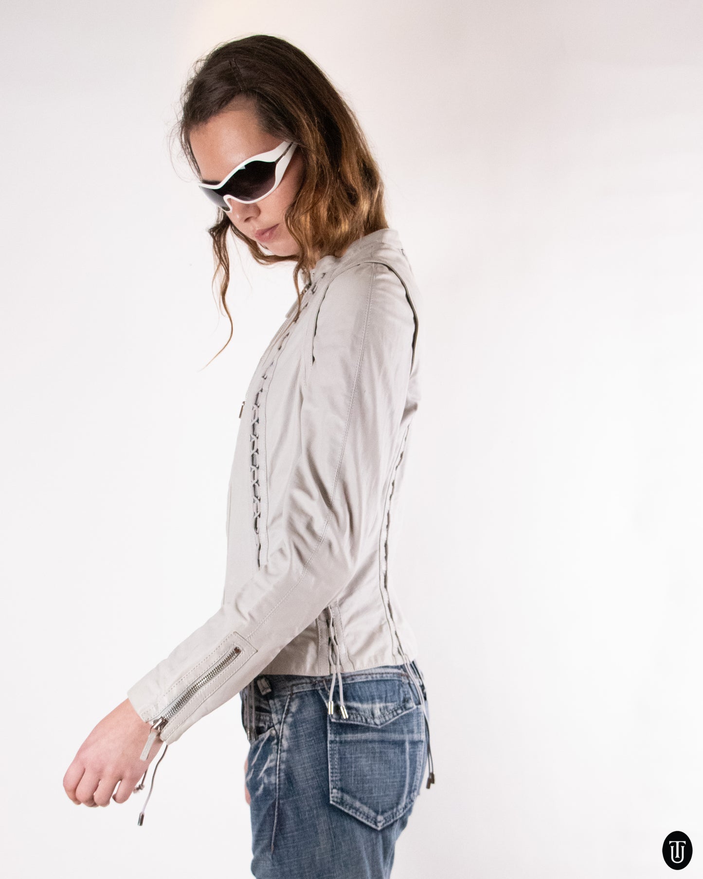 00's Gray Gucci Leather Jacket M