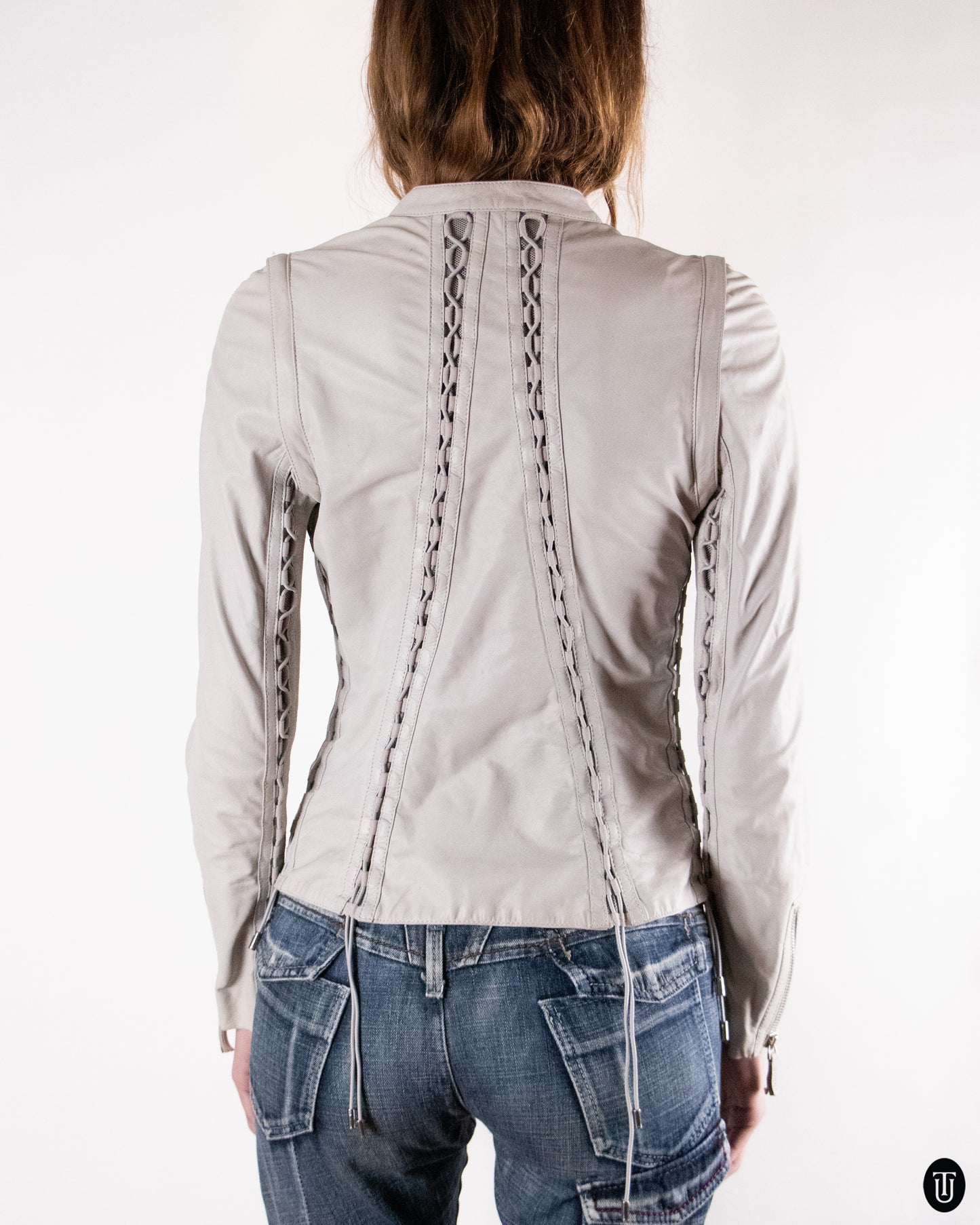 00's Gray Gucci Leather Jacket M