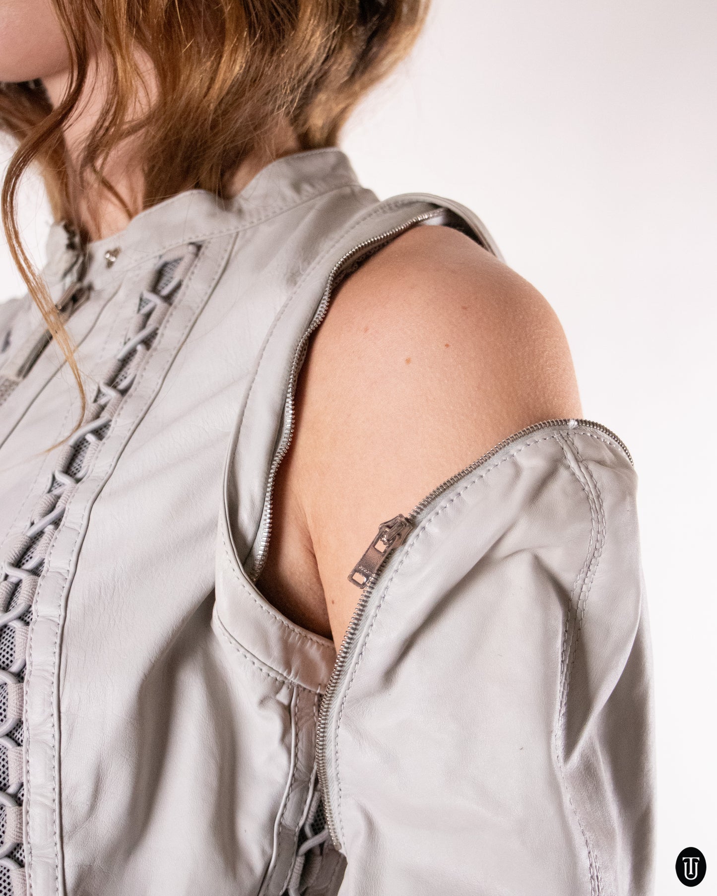 00's Gray Gucci Leather Jacket M