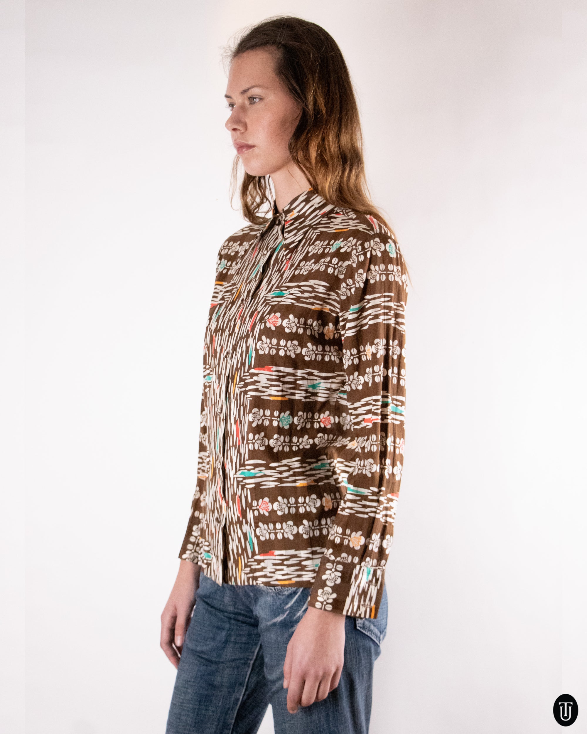 70's Lanvin Printed Cotton Shirt S