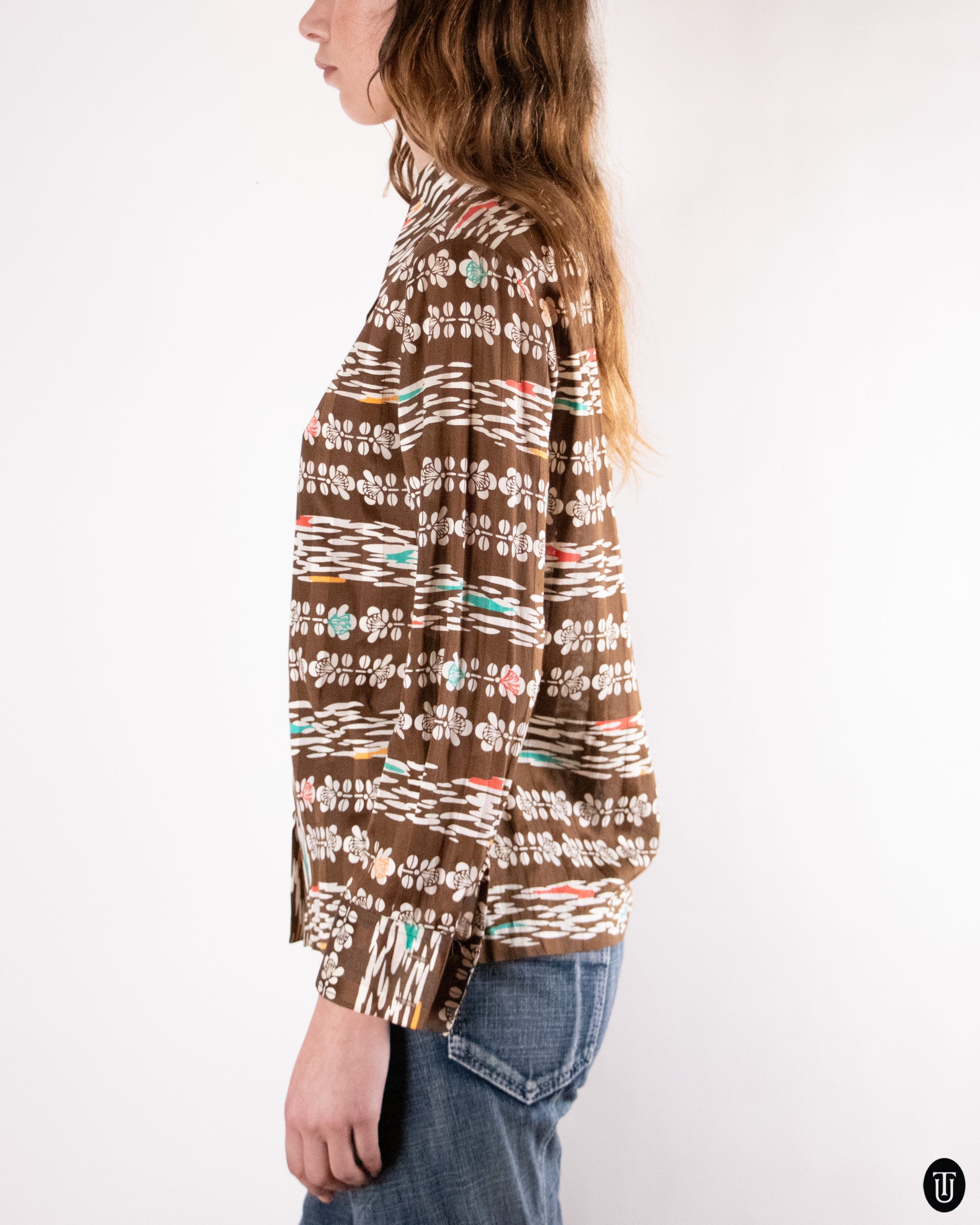 70's Lanvin Printed Cotton Shirt S