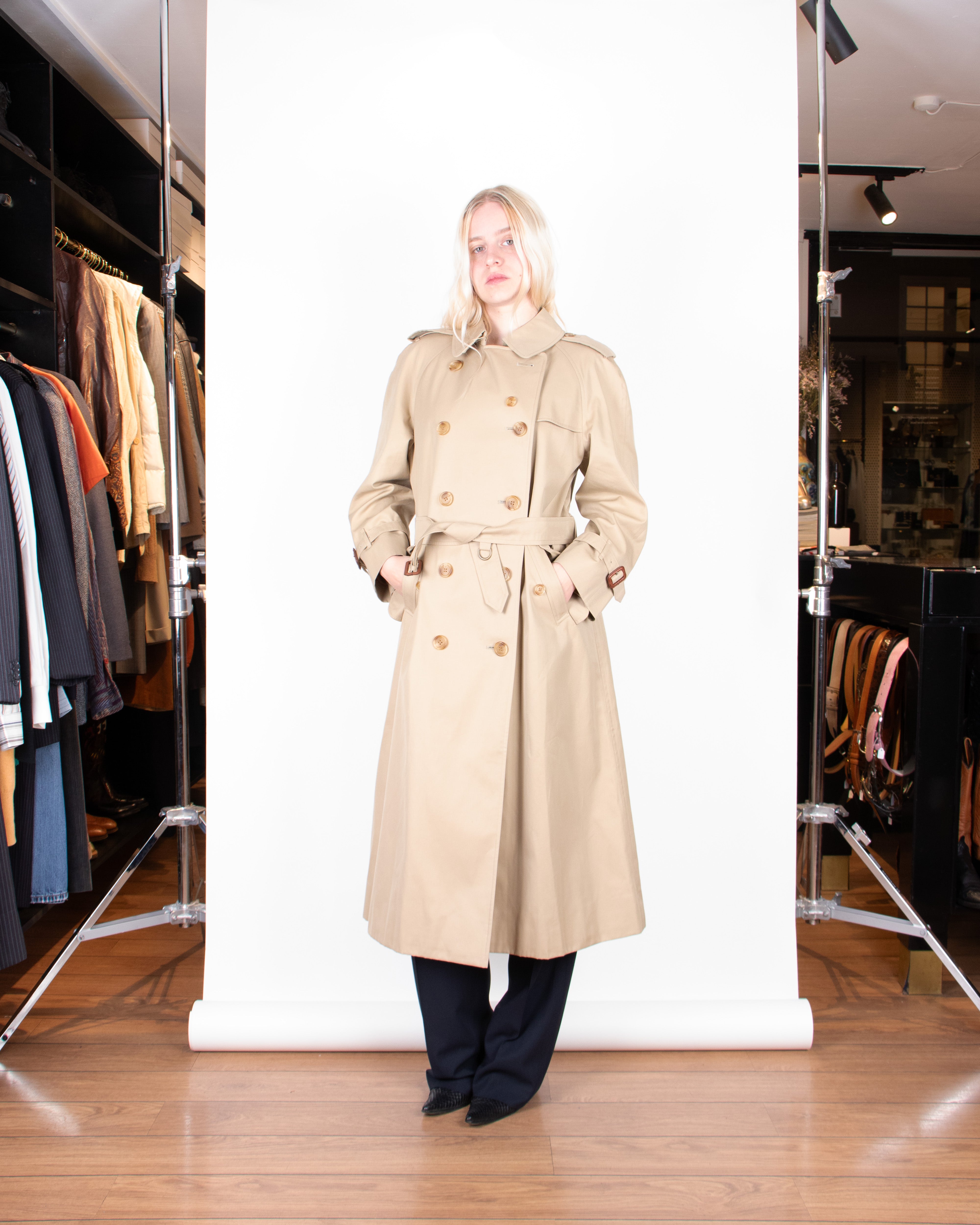 ジャケット・アウター 1980s BURBERRYS COTTON TRENCH COAT 1980s Burberrys Tan Brown Classic Trench Coat Jacket Plaid