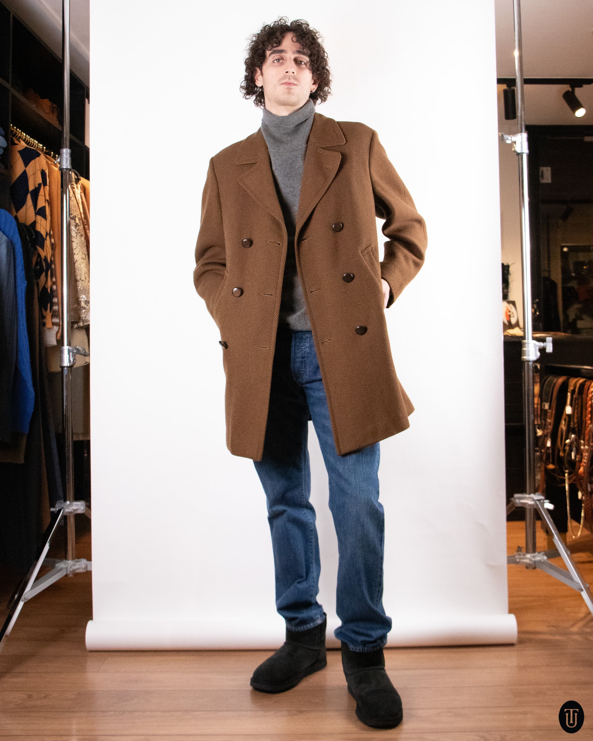 70's Acquascotum Wool Coat L