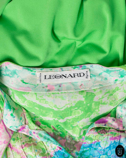 1970s Leonard Printed Silk Jersey Dress S