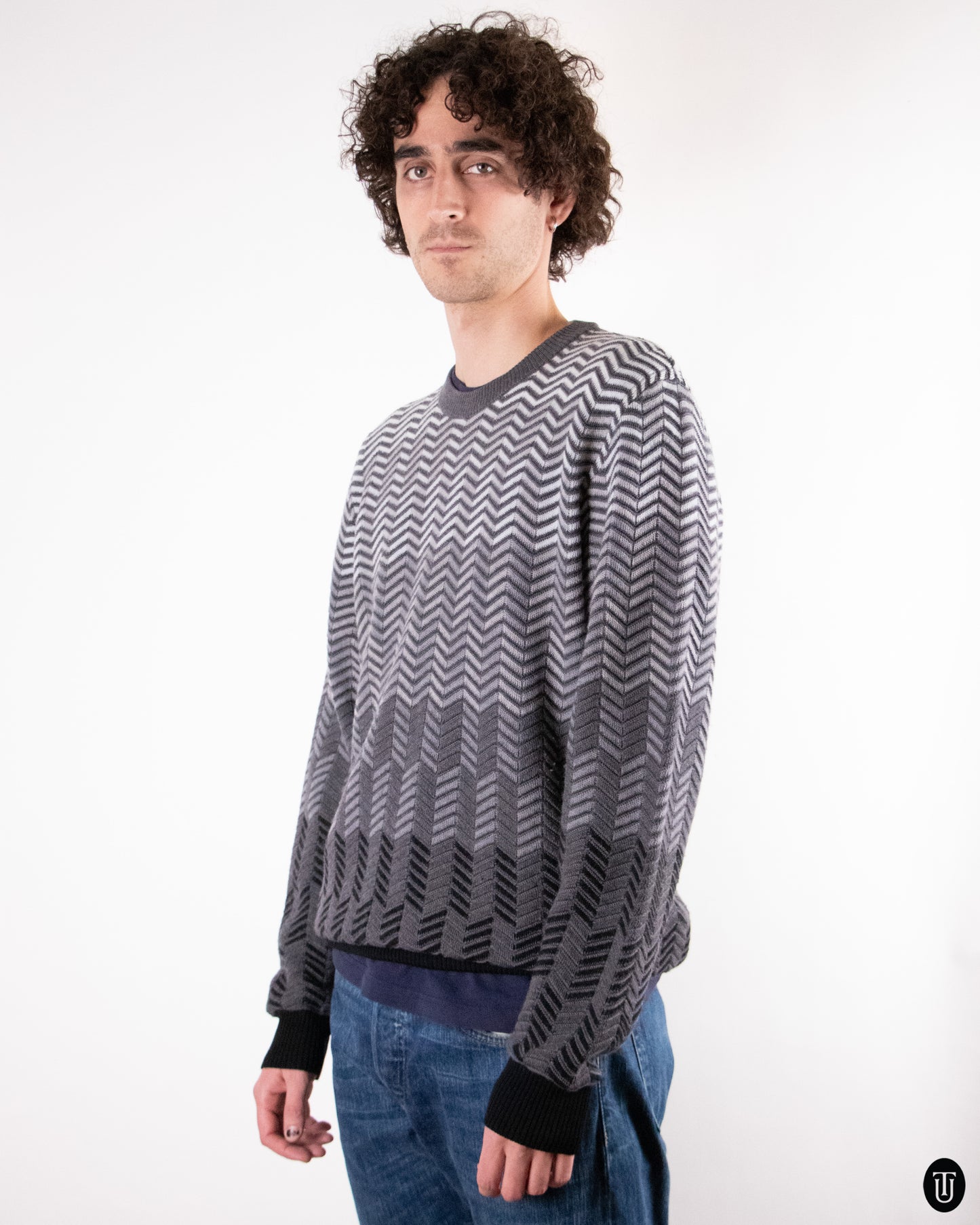 00's Missoni Grey Tone Zig Zag Knit L