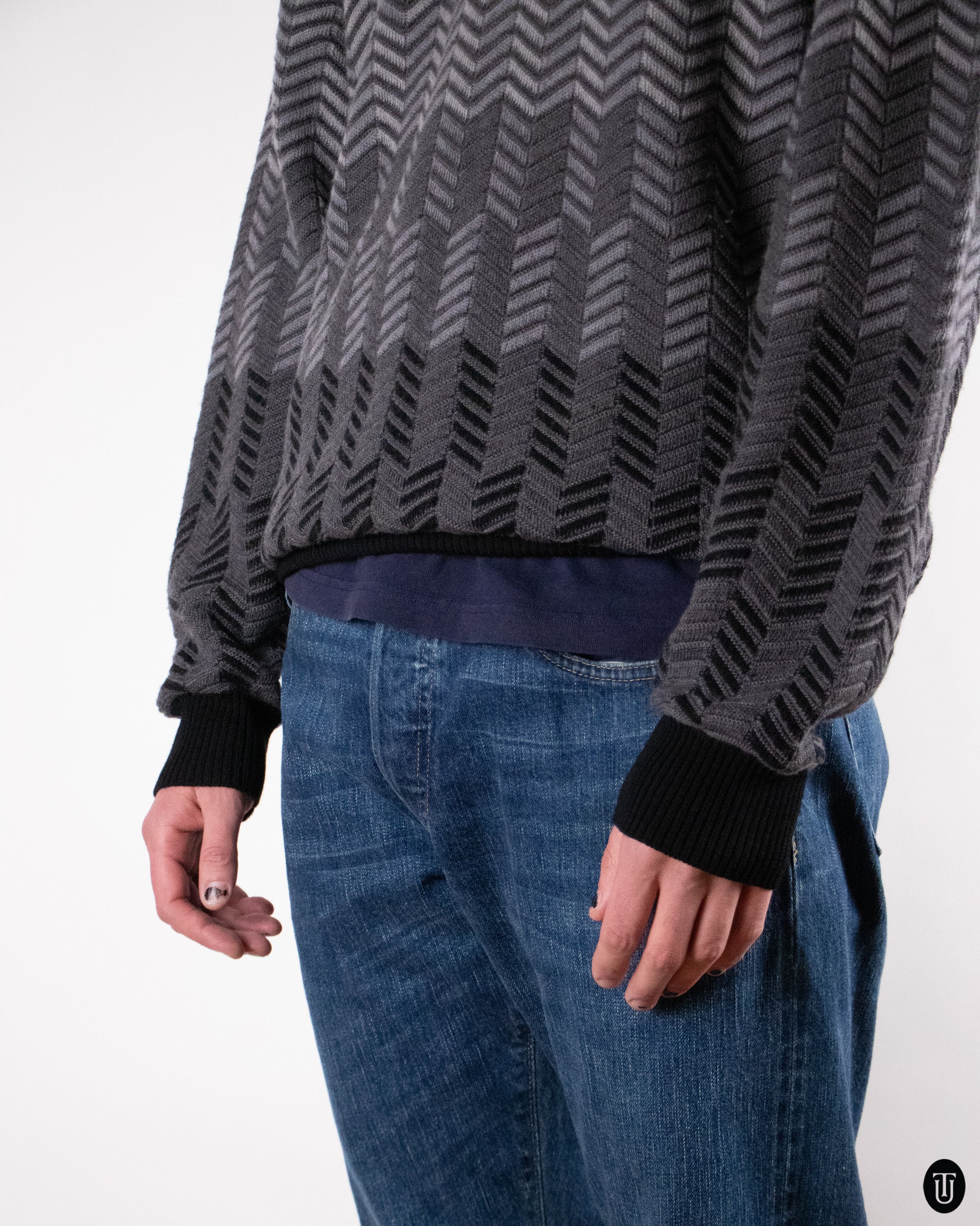 00's Missoni Grey Tone Zig Zag Knit L