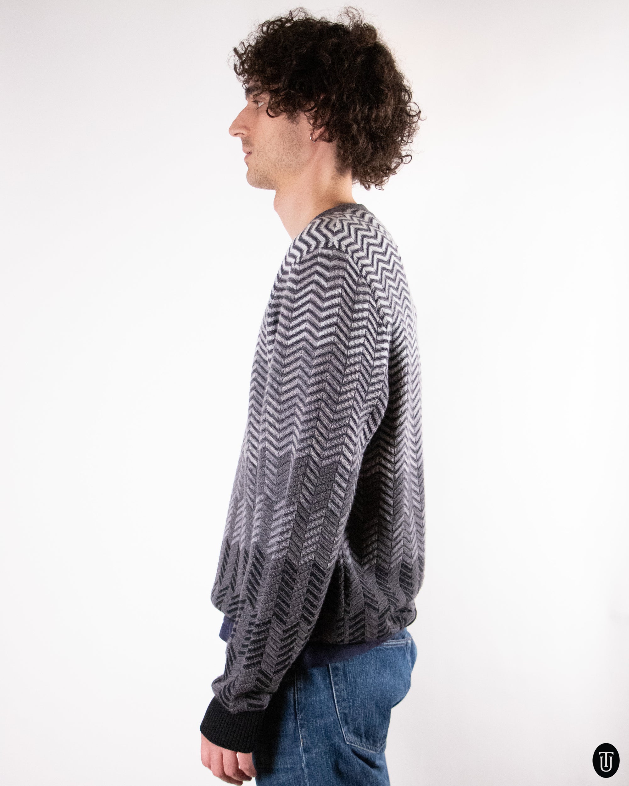 00's Missoni Grey Tone Zig Zag Knit L