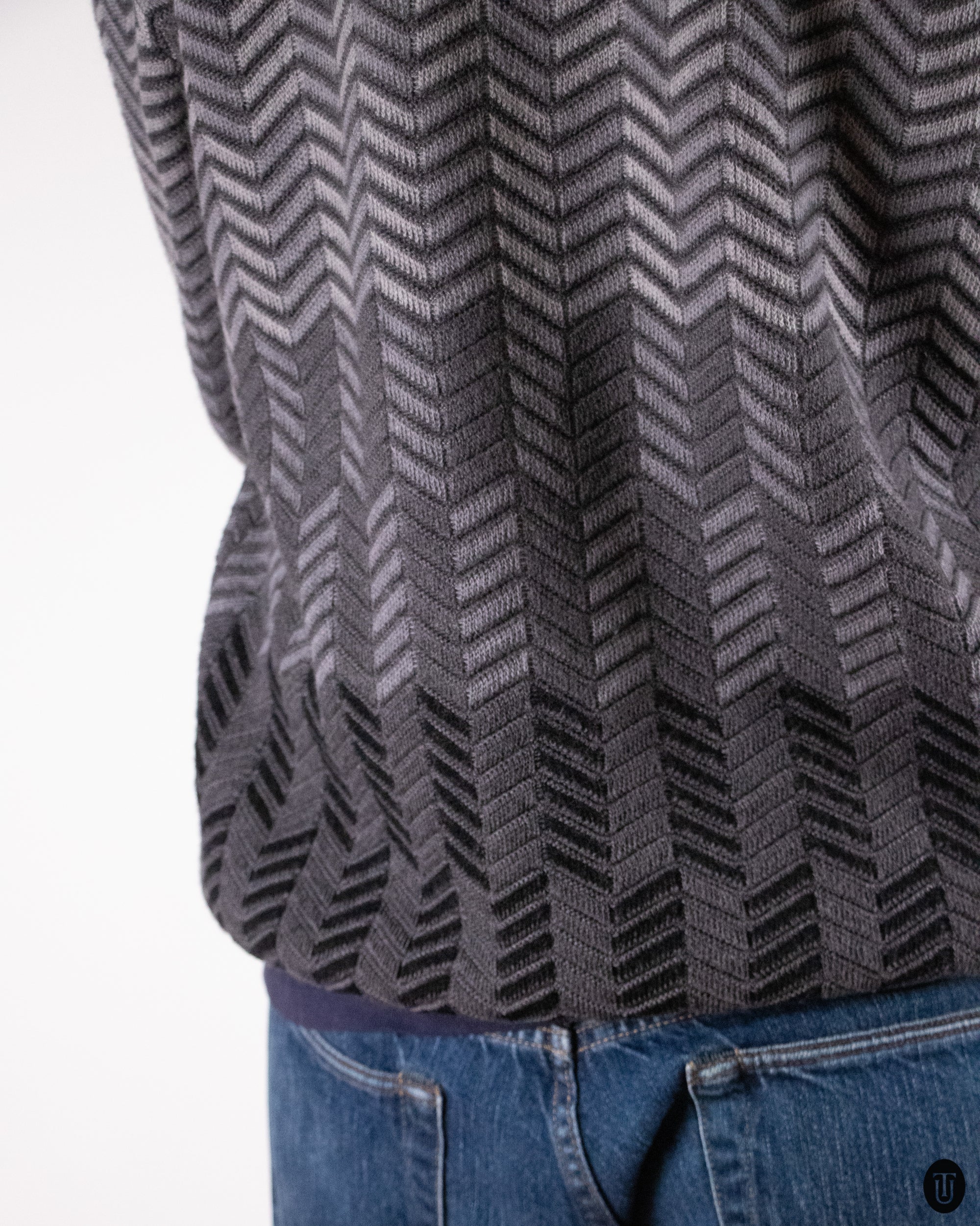00's Missoni Grey Tone Zig Zag Knit L