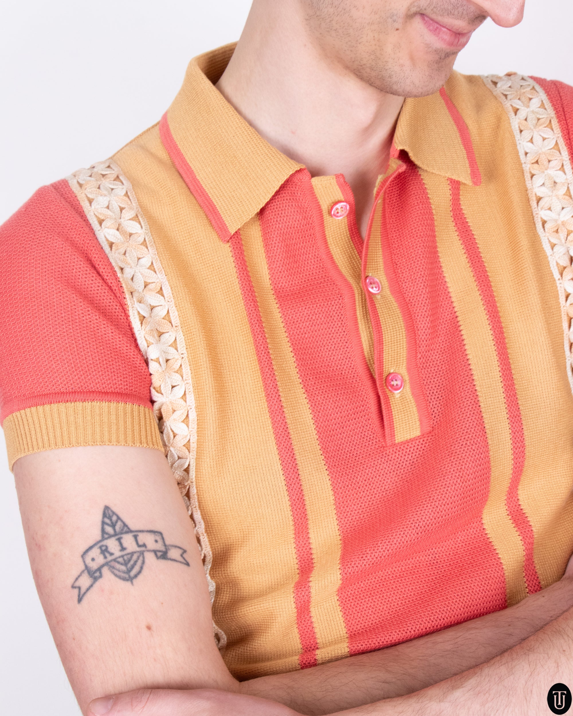 70s Knit Polo With Lace