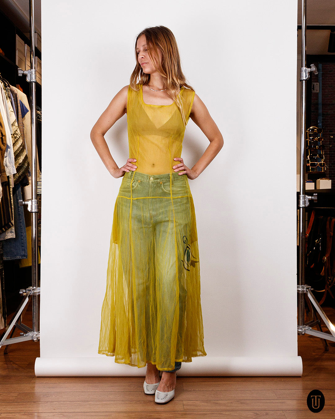 2000s Yohji Yamamoto Sheer Yellow Dress M