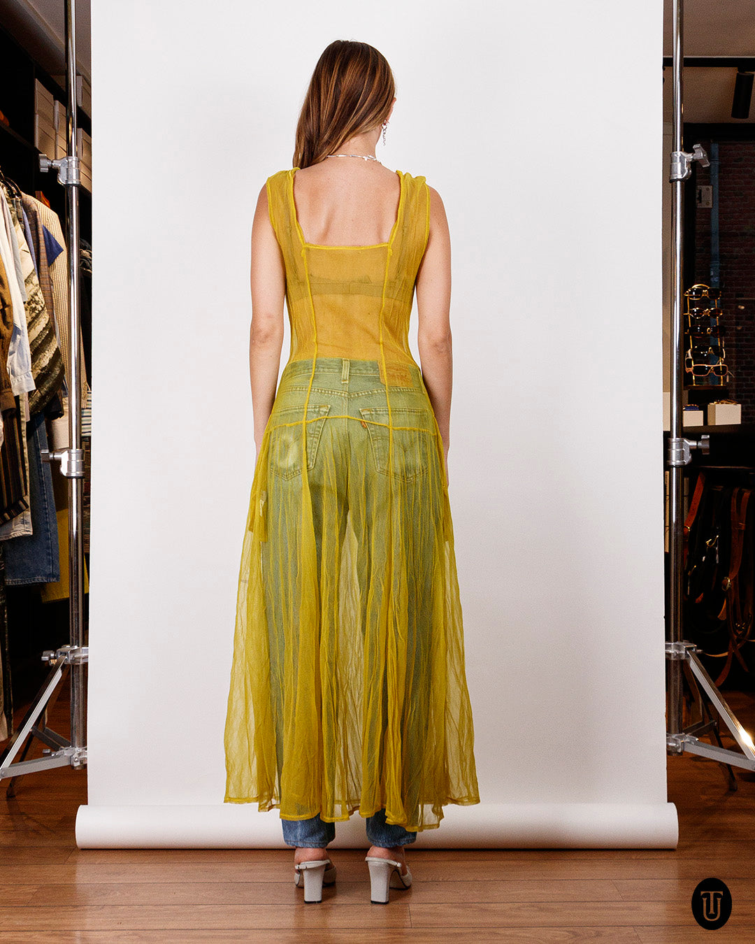 2000s Yohji Yamamoto Sheer Yellow Dress M